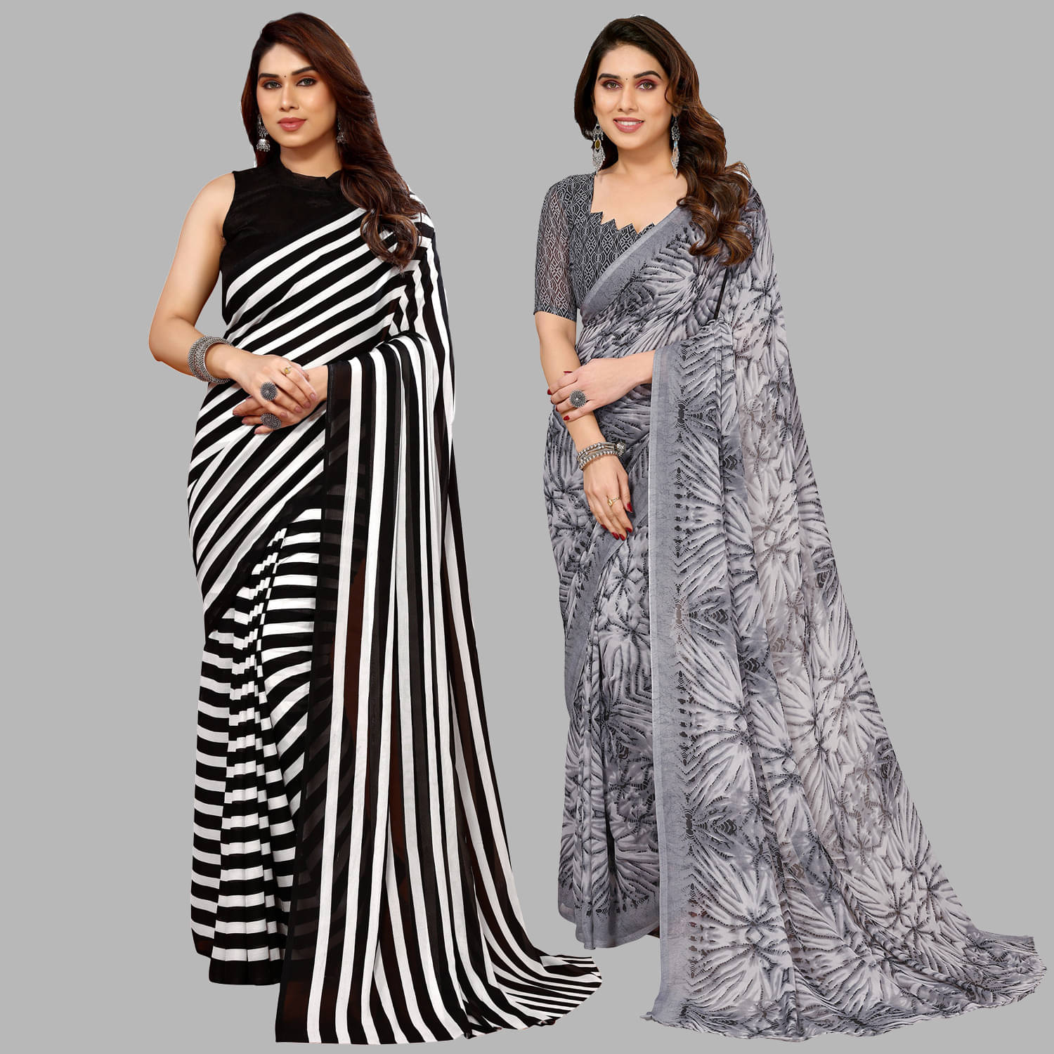     			ANAND SAREES Georgette Printed Saree With Unstitched Blouse Piece ( Multicolor )