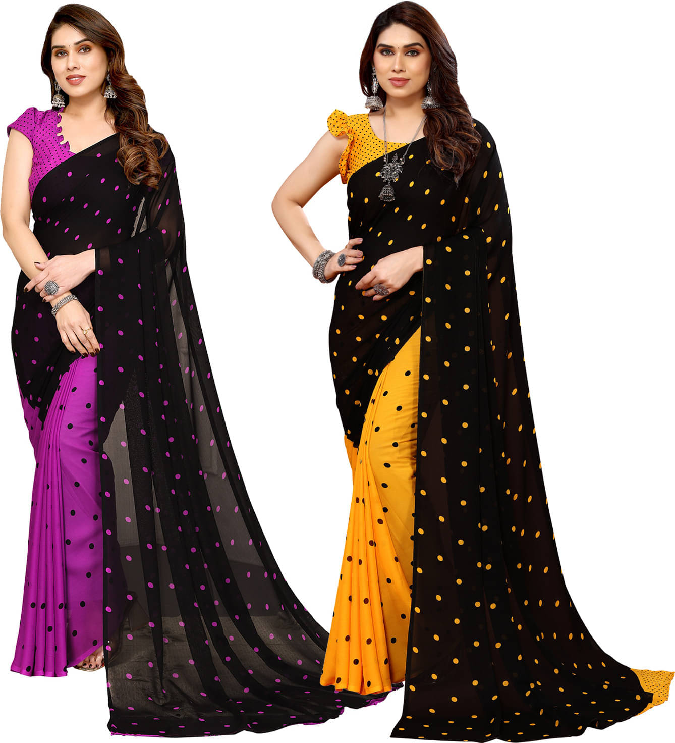     			ANAND SAREES Georgette Printed Saree With Unstitched Blouse Piece ( Multicolor )