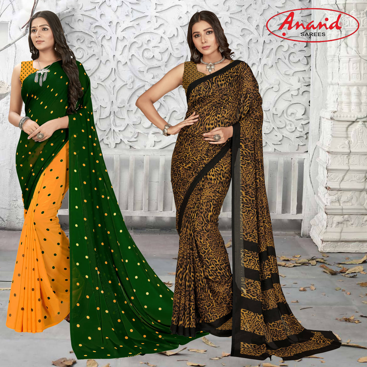     			ANAND SAREES Georgette Printed Saree With Unstitched Blouse Piece ( Multicolor )