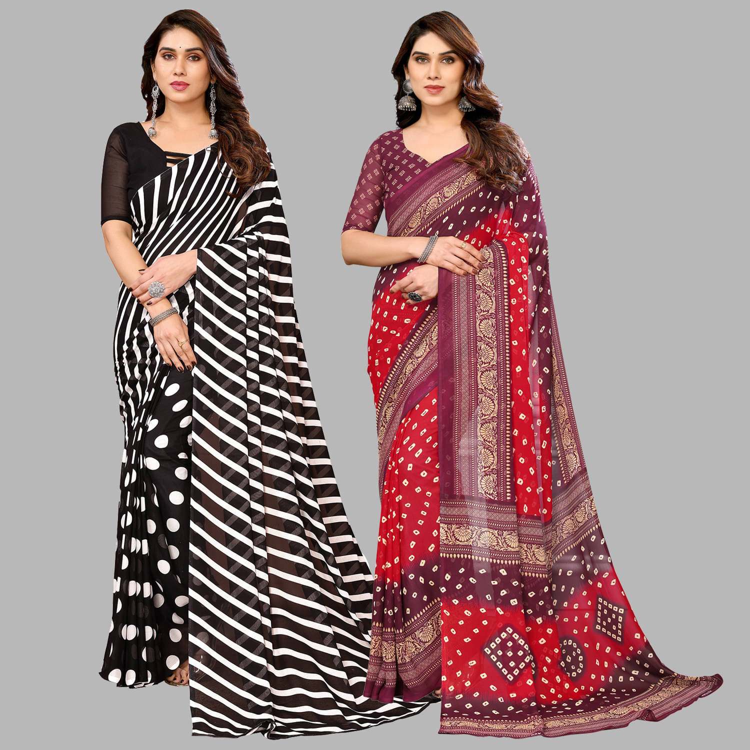     			ANAND SAREES Georgette Printed Saree With Unstitched Blouse Piece ( Multicolor )