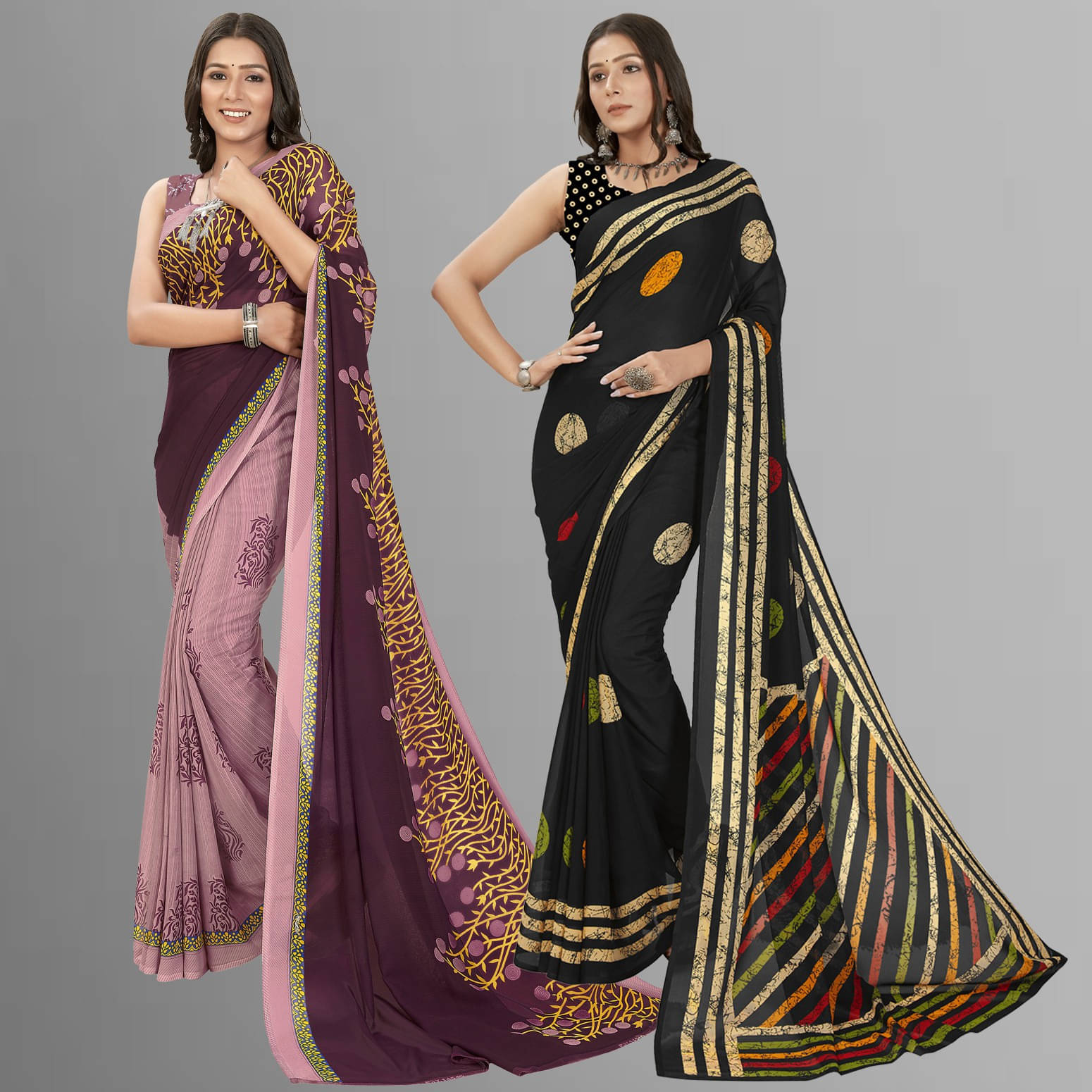 ANAND SAREES Georgette Printed Saree With Unstitched Blouse Piece ( Multicolor ) ANAND SAREES Georgette Printed Saree With Unstitched Blouse Piece ( Multicolor )