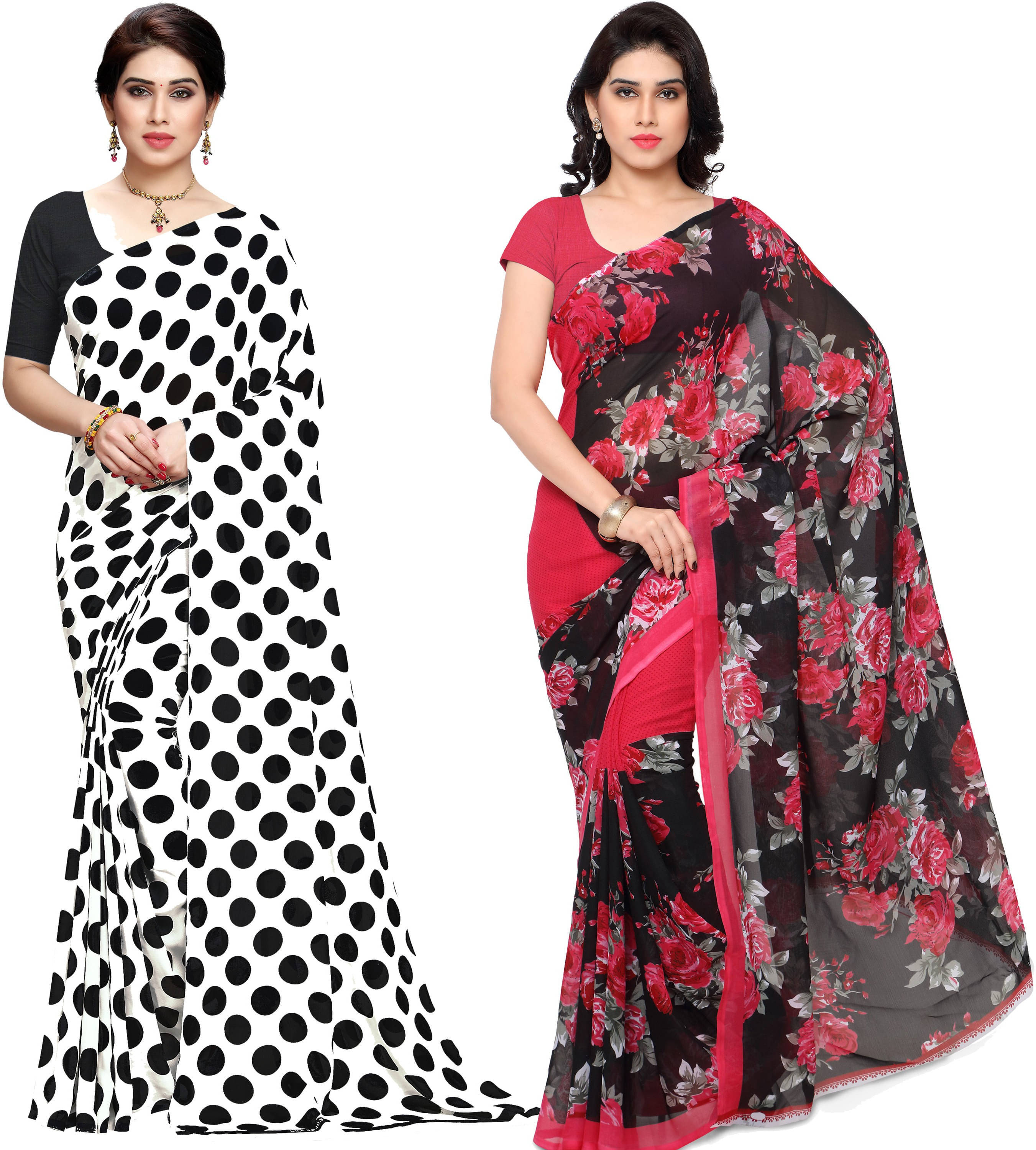 ANAND SAREES Georgette Printed Saree With Unstitched Blouse Piece ( Multicolor )     			ANAND SAREES Georgette Printed Saree With Unstitched Blouse Piece ( Multicolor )