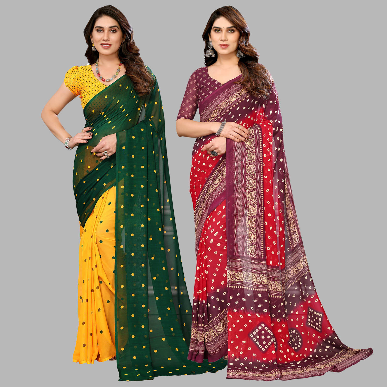     			ANAND SAREES Georgette Printed Saree With Unstitched Blouse Piece ( Multicolor )