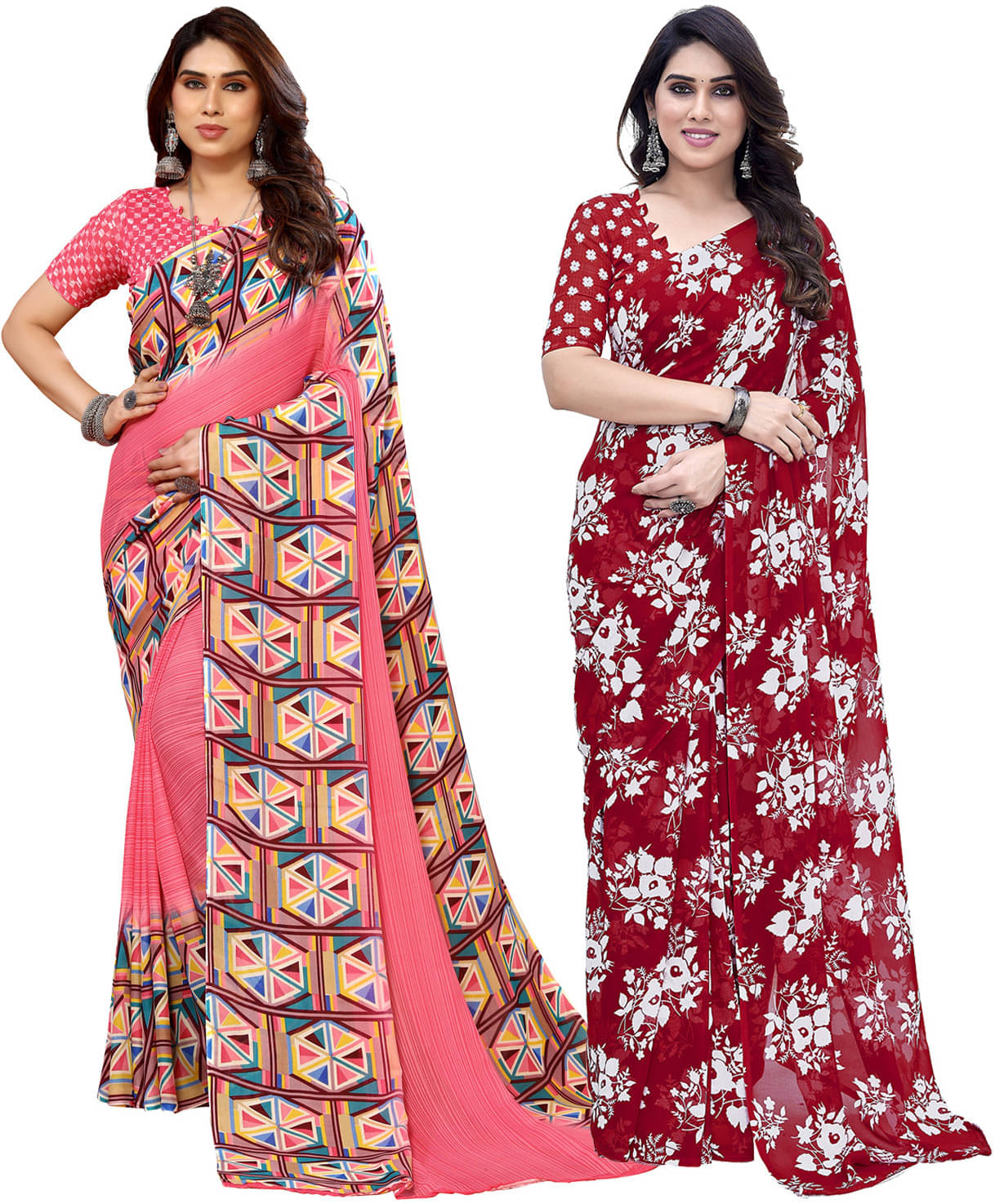     			ANAND SAREES Georgette Printed Saree With Unstitched Blouse Piece ( Multicolor )