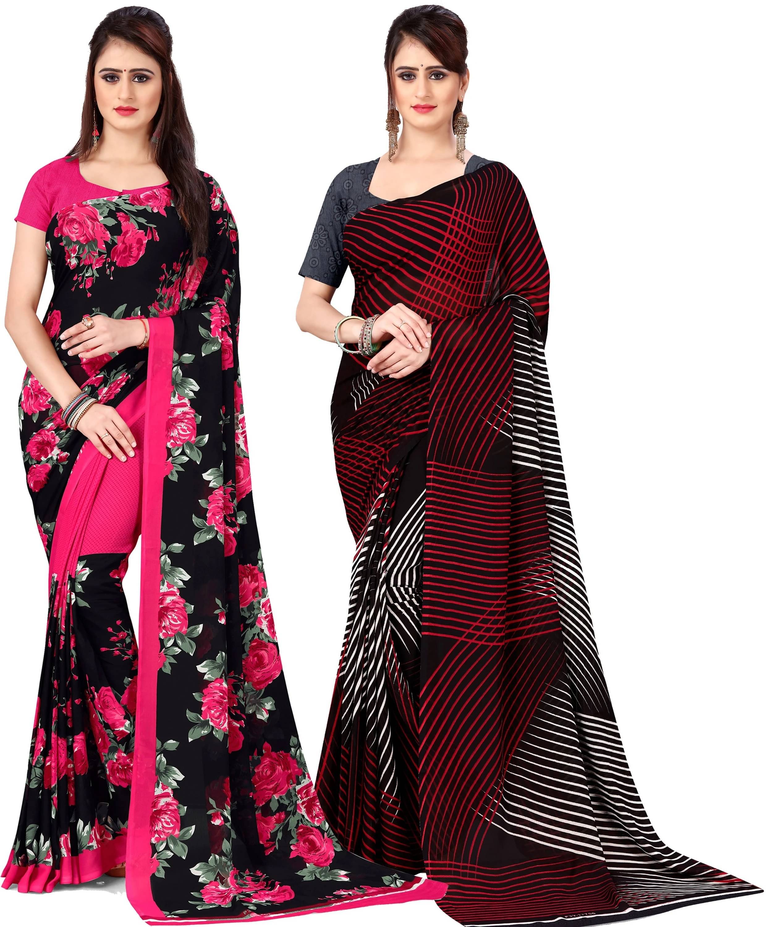     			ANAND SAREES Georgette Printed Saree With Unstitched Blouse Piece ( Multicolor )