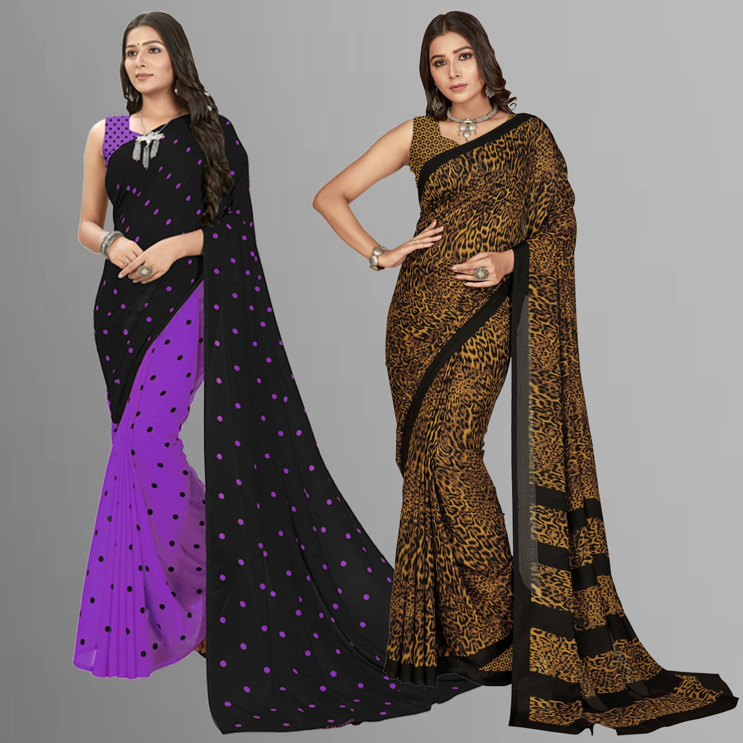     			ANAND SAREES Georgette Self Design Saree With Unstitched Blouse Piece ( Multicolor )