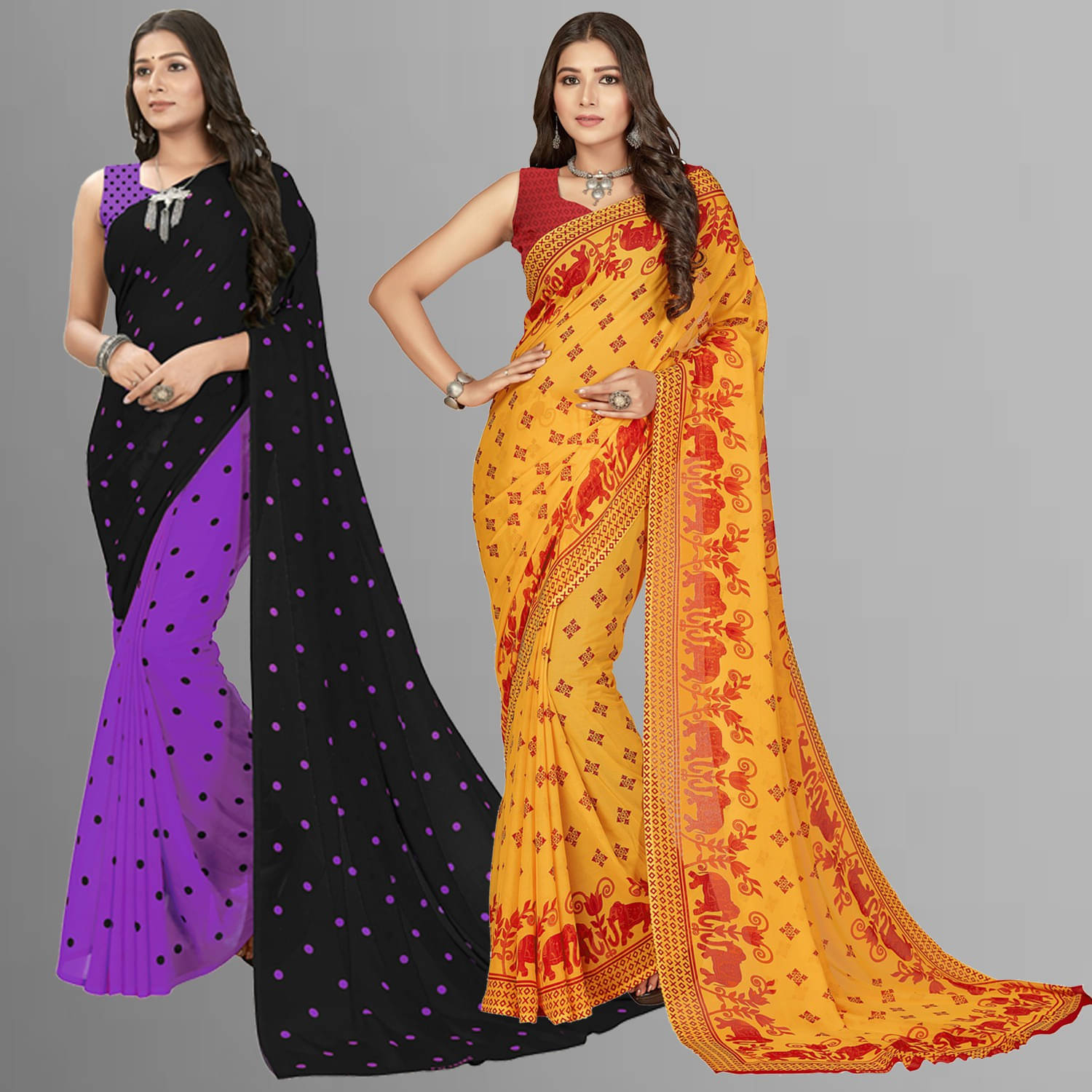     			ANAND SAREES Georgette Self Design Saree With Unstitched Blouse Piece ( Multicolor )