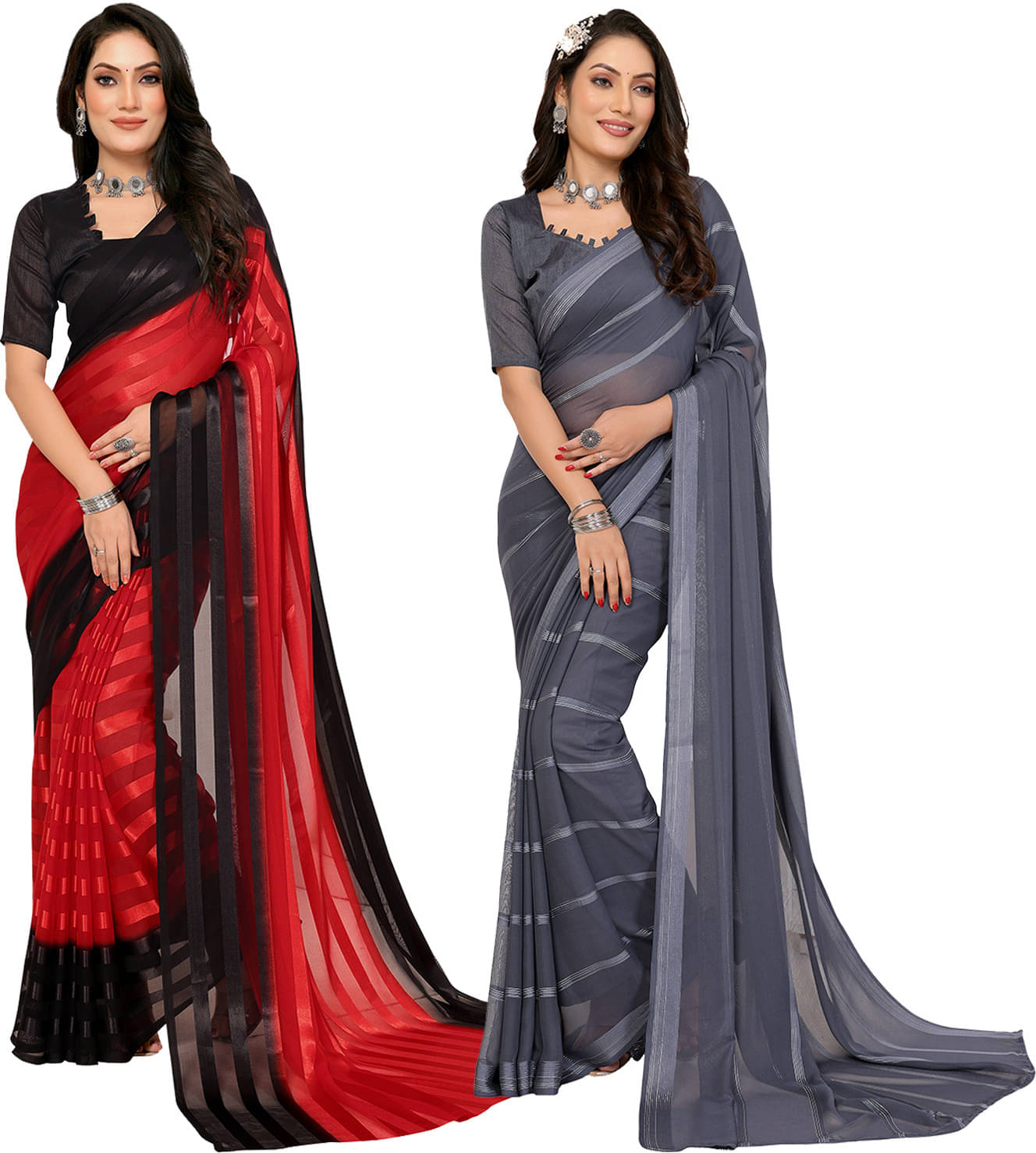     			ANAND SAREES Satin Striped Saree With Unstitched Blouse Piece ( Multicolor )