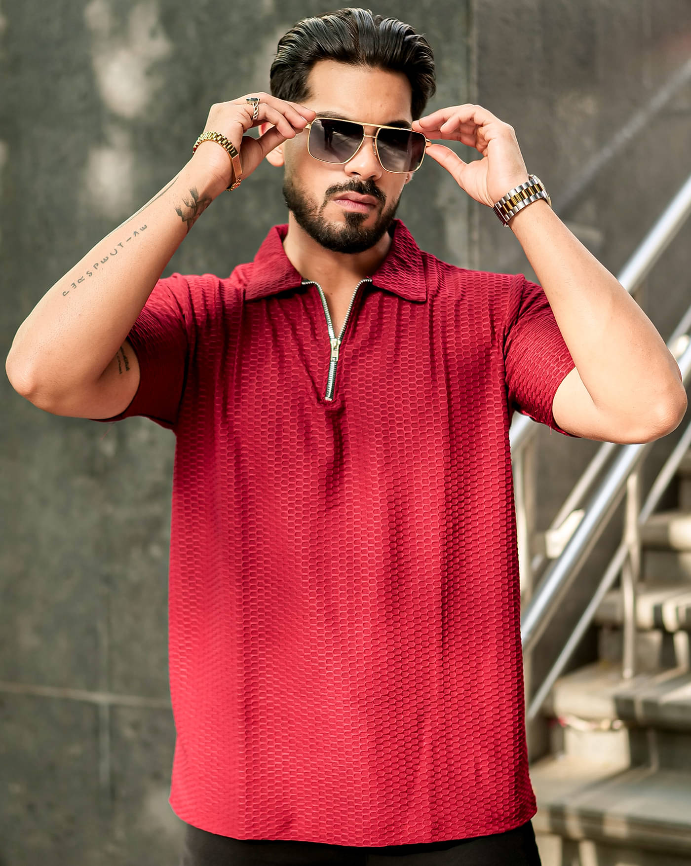 AOOSH Men Cotton Blend Regular Fit Self Design Polo T Shirt ( Maroon ) AOOSH Men Cotton Blend Regular Fit Self Design Polo T Shirt ( Maroon )