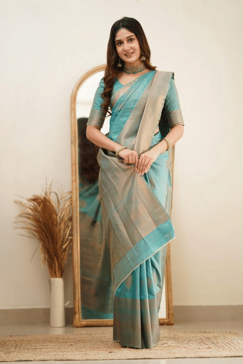     			Balaji's Art Silk Woven Banarasi saree With Unstitched Blouse Piece ( Sea Green )