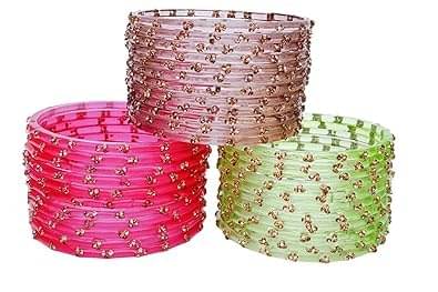     			CROWN EXPORT Magenta Bangle Set ( Pack of 1 )
