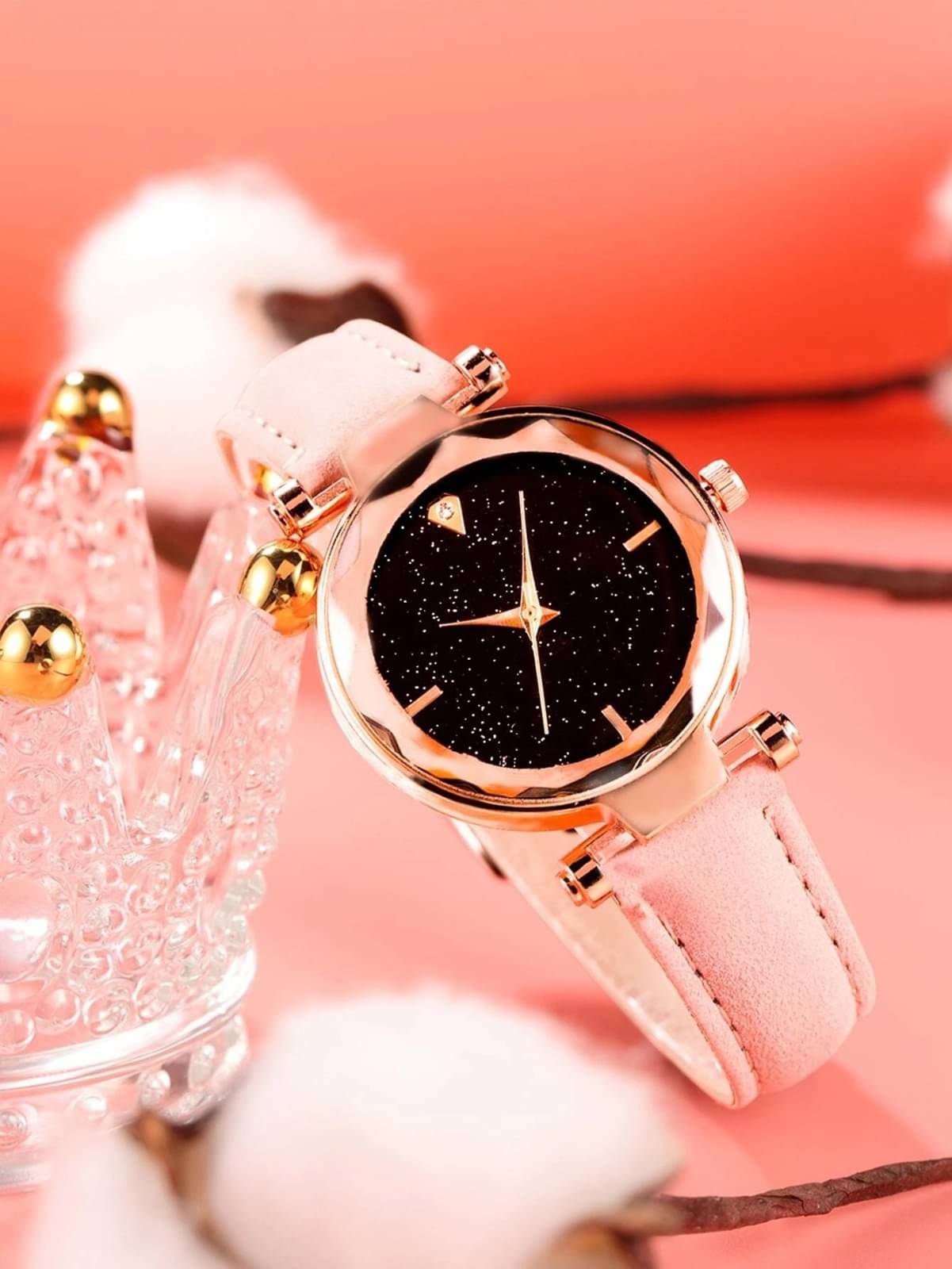     			Cosmic Pink Leather Analog Womens Watch