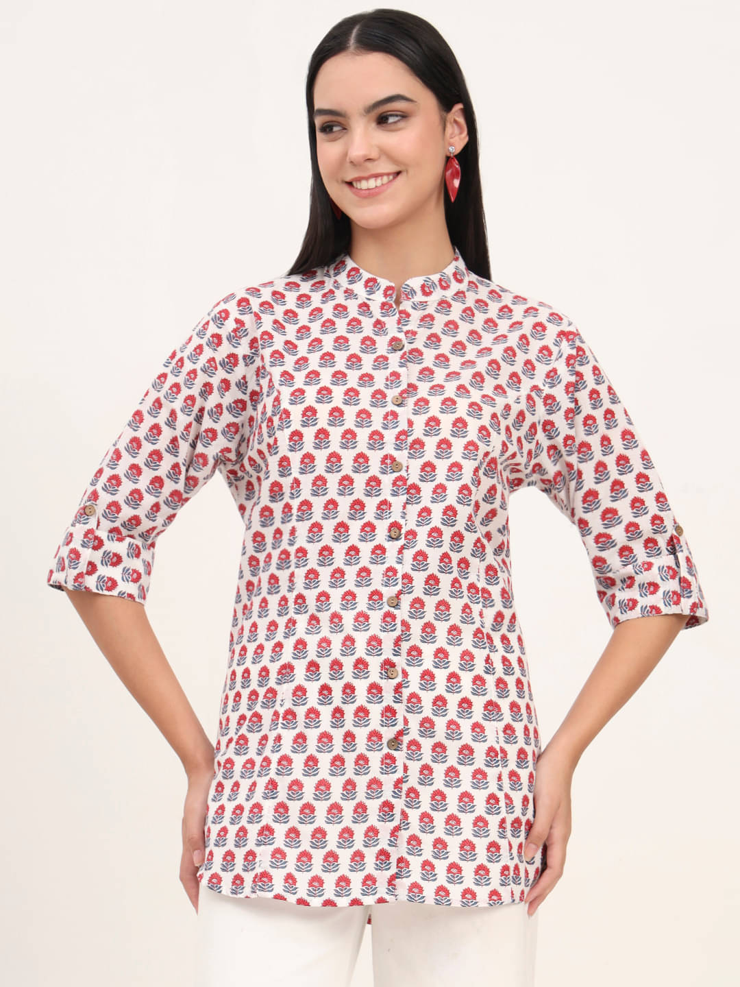 Divena Women's Cotton A-Line Top ( White )     			Divena Women's Cotton A-Line Top ( White )