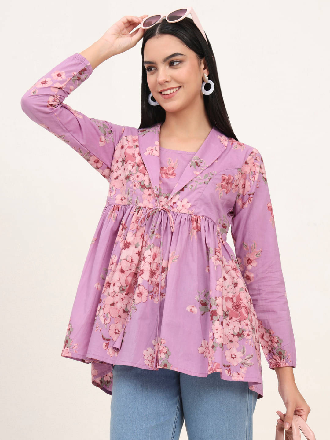 Divena Women's Cotton Peplum Top ( Purple ) Divena Women's Cotton Peplum Top ( Purple )
