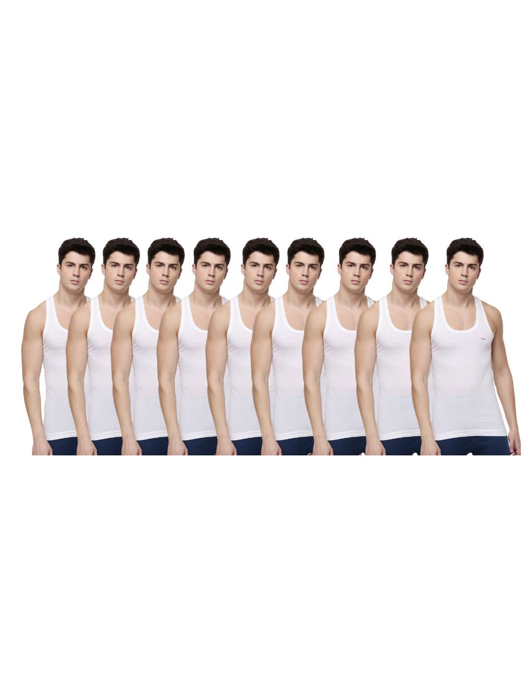 Dollar Lehar Men Combed Cotton Round Neck Vest - Pack of 9 - White - Nightwear & Loungewear | Buy online on ZillyBuy