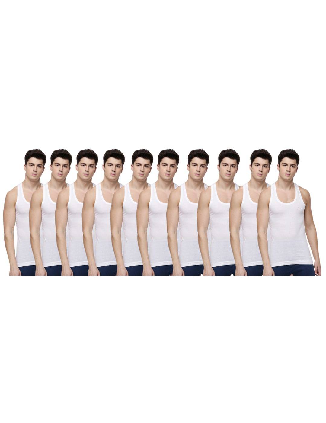     			Dollar Lehar Men Combed Cotton Round Neck Vest - Pack of 10 - White