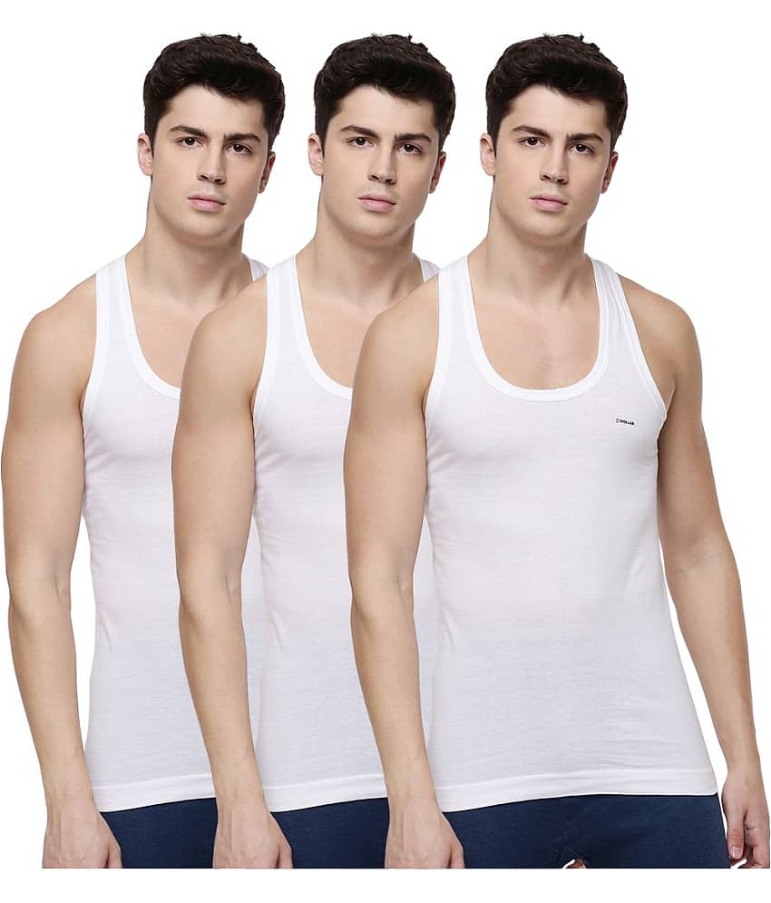 Dollar Lehar Men Combed Cotton Round Neck Vest - Pack of 3 - White - Nightwear & Loungewear | Buy online on ZillyBuy