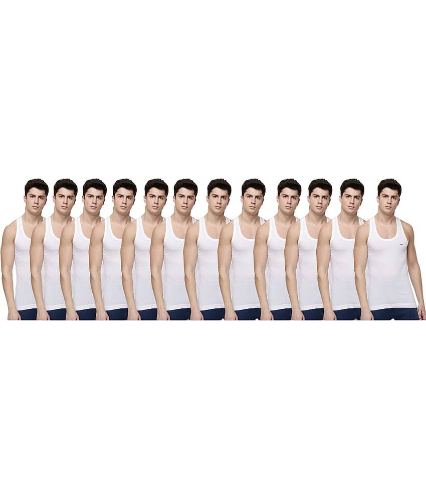Dollar Lehar Men Combed Cotton Round Neck Vest - Pack of 12 - White - Nightwear & Loungewear | Buy online on ZillyBuy