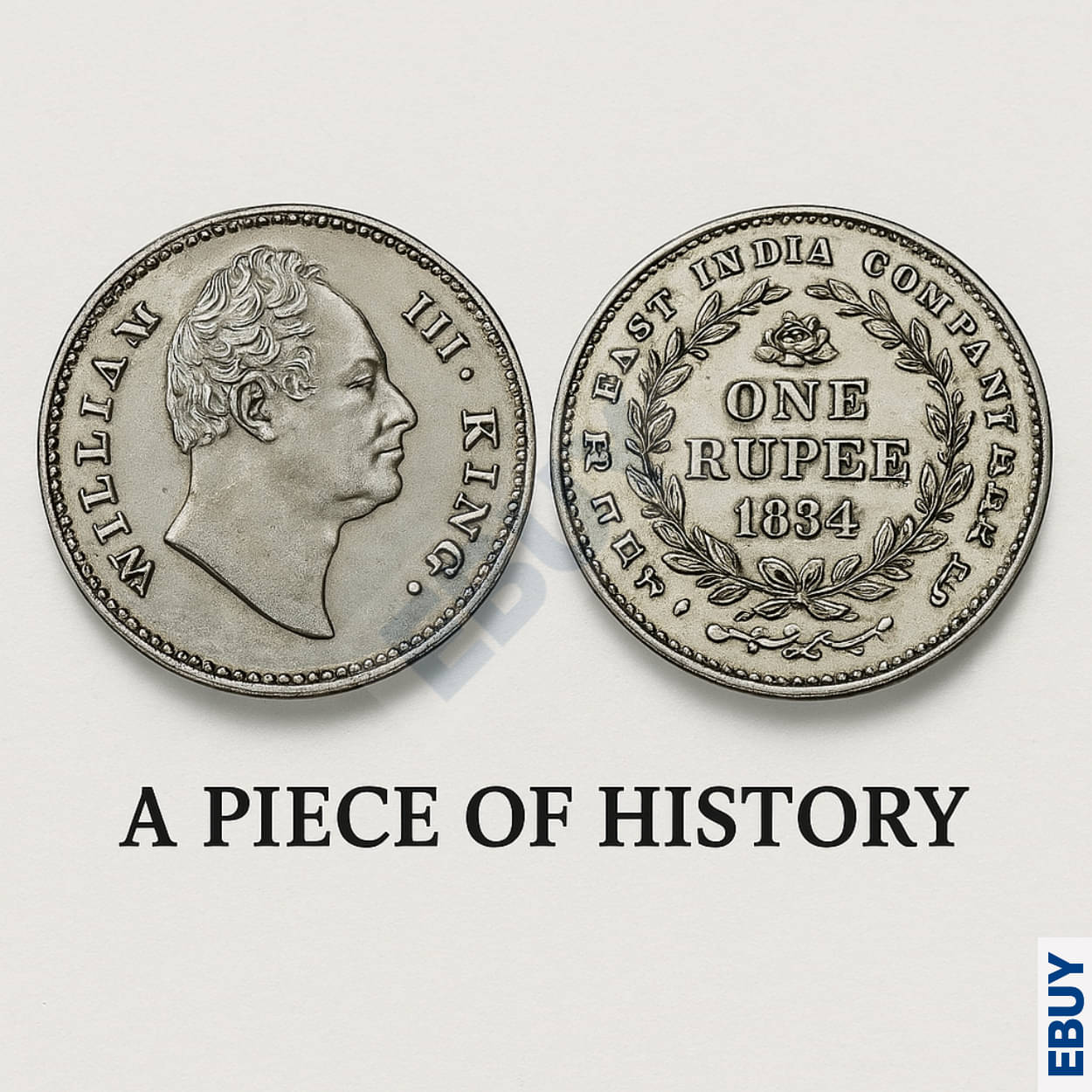     			Extremely Rare  1 Rupee 1834 William 4th, British India old Coin