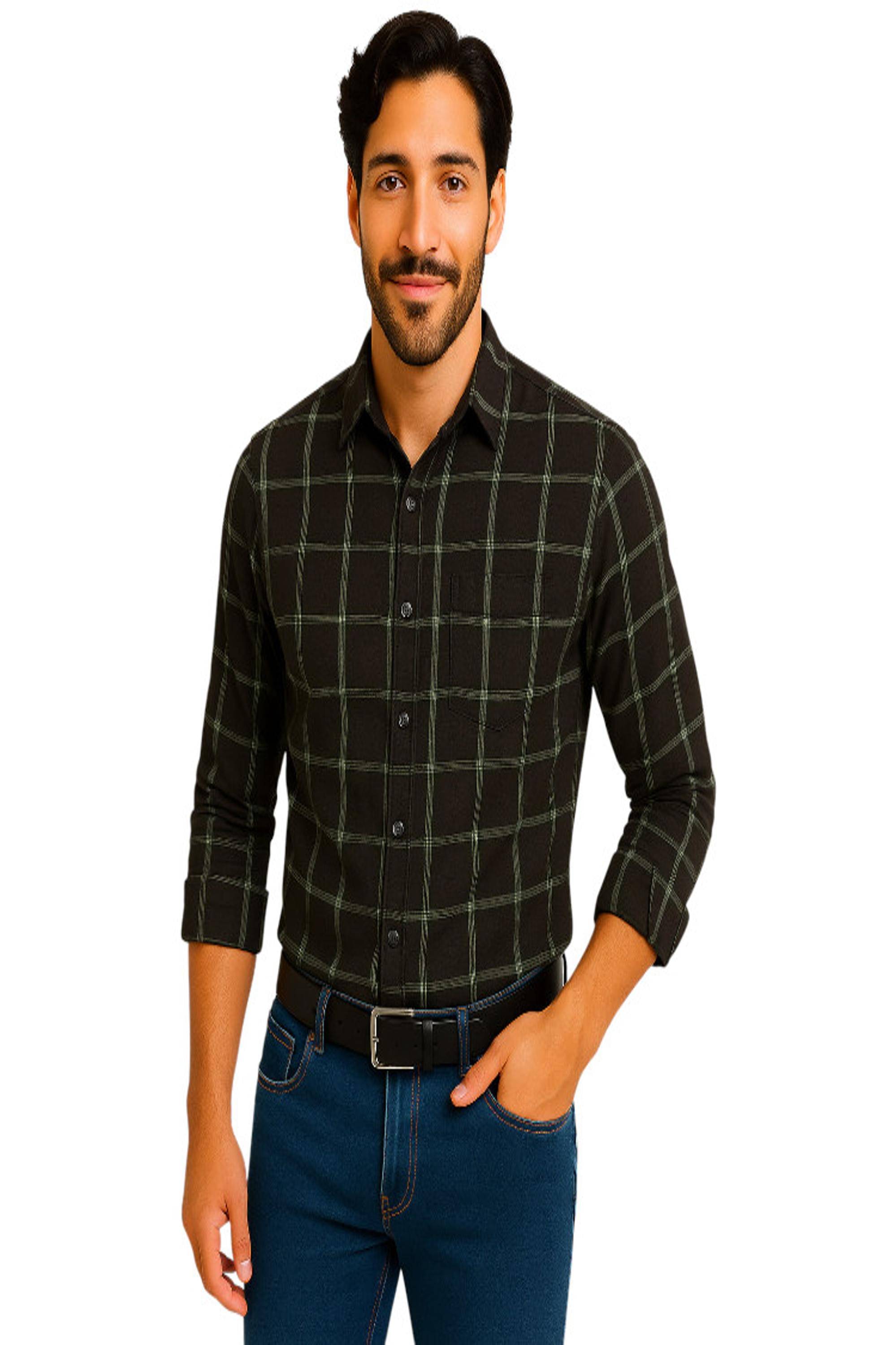 FABRIZER 100% Cotton Regular Fit Checks Full Sleeves Men's Casual Shirt - Black ( Pack of 1 ) FABRIZER 100% Cotton Regular Fit Checks Full Sleeves Men's Casual Shirt - Black ( Pack of 1 )