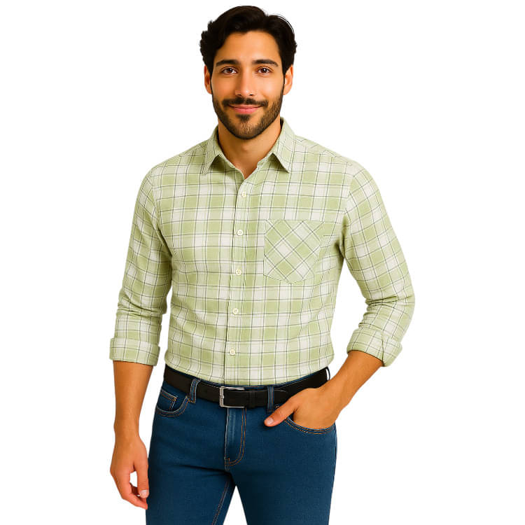 FABRIZER 100% Cotton Regular Fit Checks Full Sleeves Men's Casual Shirt - Light Green ( Pack of 1 ) FABRIZER 100% Cotton Regular Fit Checks Full Sleeves Men's Casual Shirt - Light Green ( Pack of 1 )
