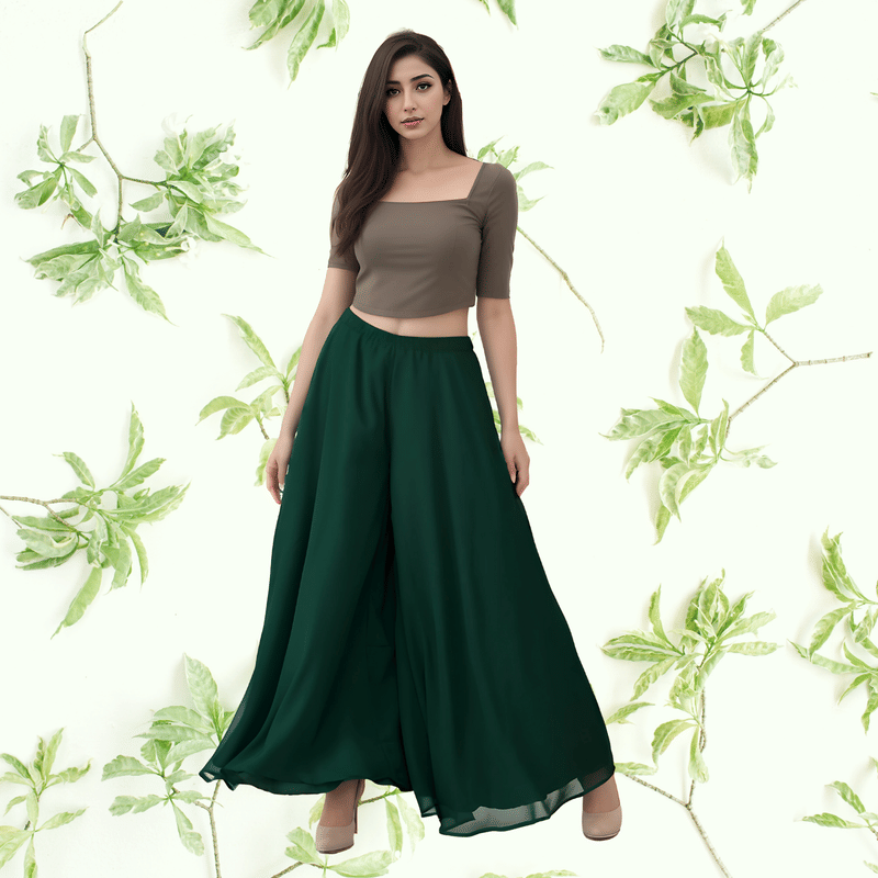     			Garv Enterprises Women Georgette Palazzo ( Green )