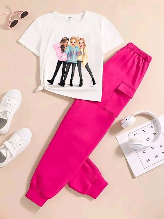     			Generic Pack of 1 Girls Cotton Blend Sweatshirt & Joggers ( Pink )