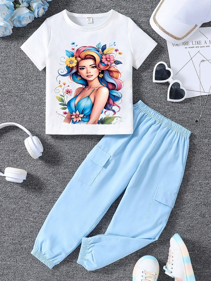     			Generic Pack of 1 Girls Cotton Blend Sweatshirt & Joggers ( Blue )