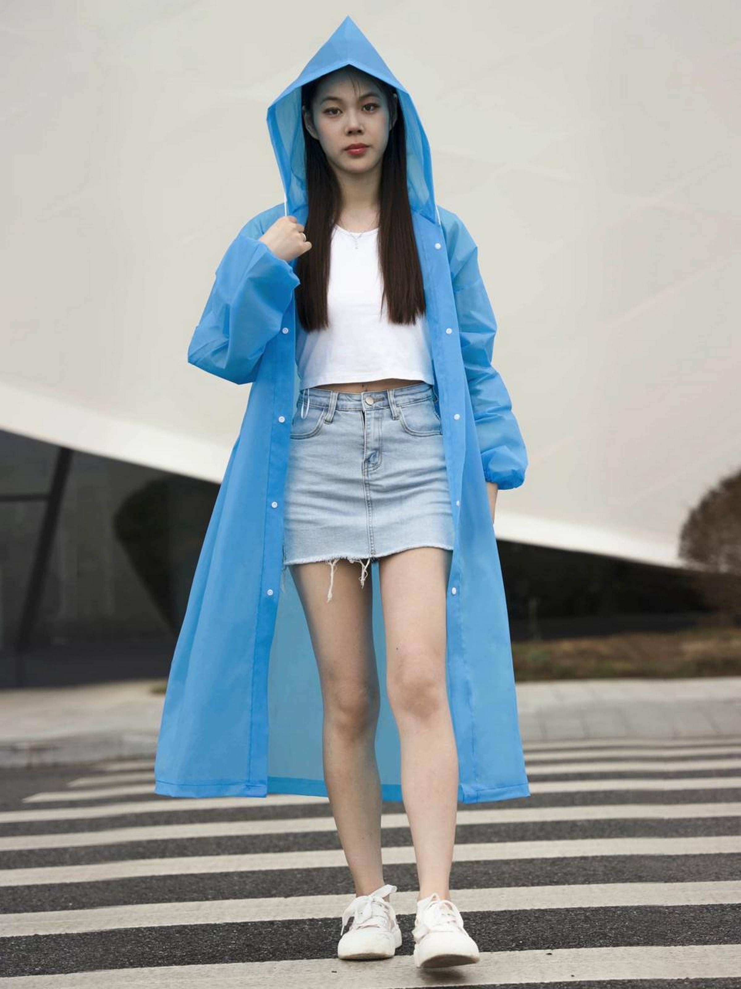 Infispace Waterproof Nylon Long Raincoat - Blue Infispace Waterproof Nylon Long Raincoat - Blue