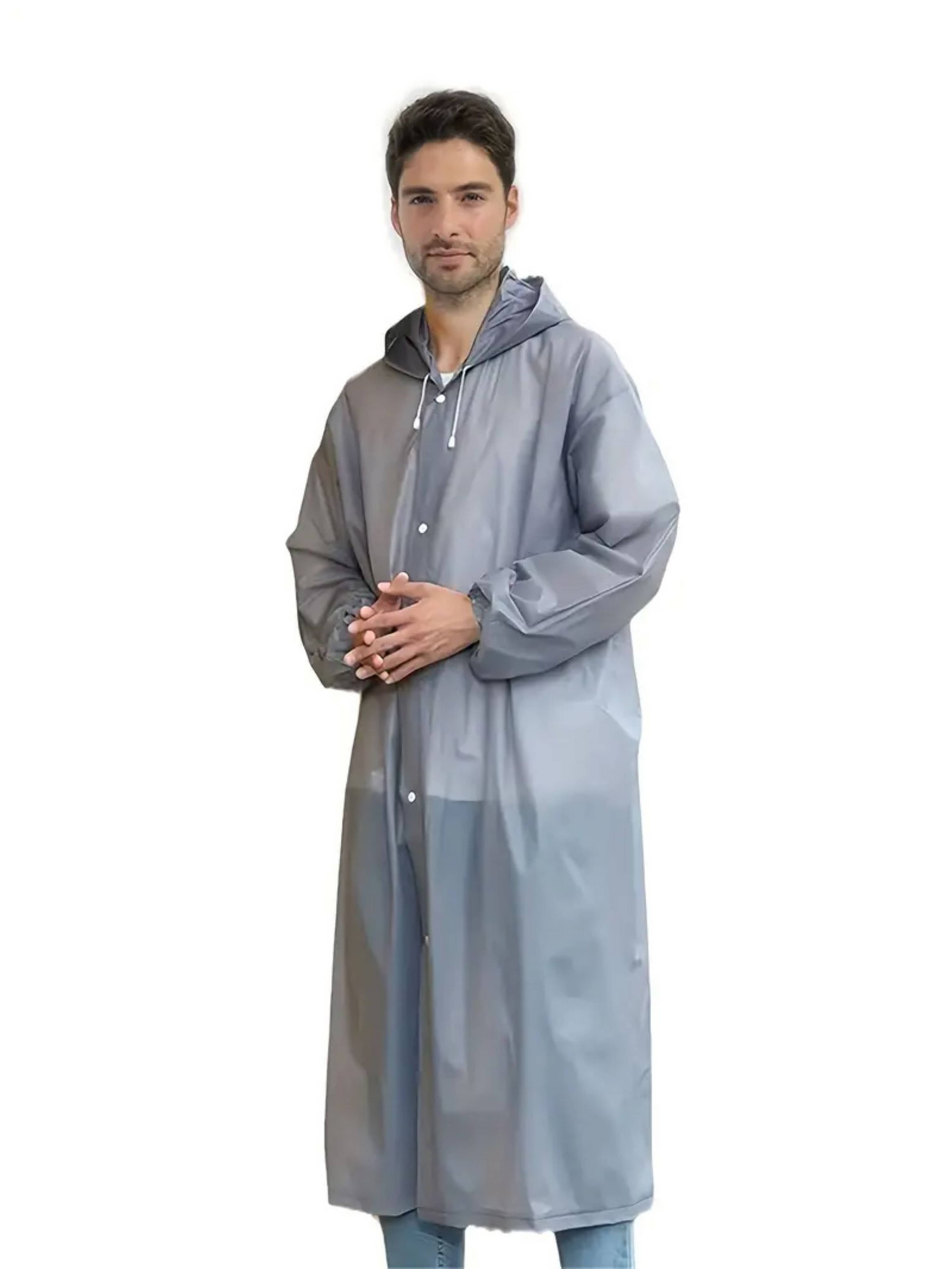 Infispace Waterproof Nylon Long Raincoat - Grey