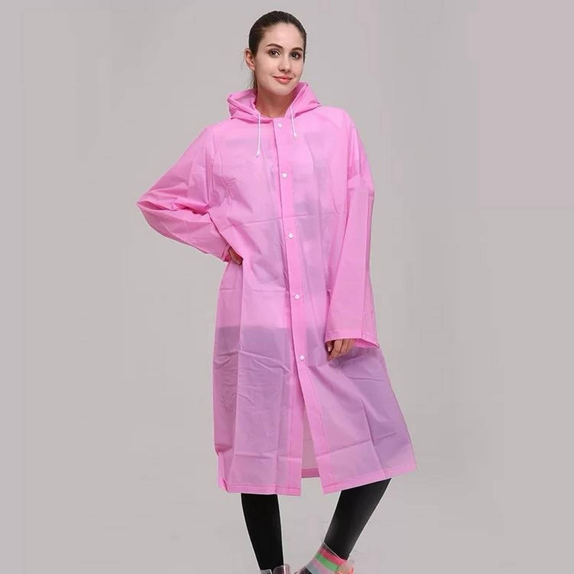 Infispace Waterproof Nylon Long Raincoat - Pink Infispace Waterproof Nylon Long Raincoat - Pink