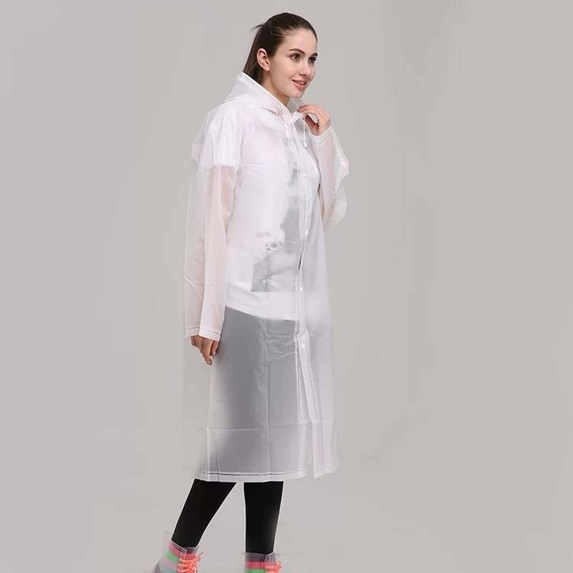 Infispace Waterproof Nylon Long Raincoat - White Infispace Waterproof Nylon Long Raincoat - White