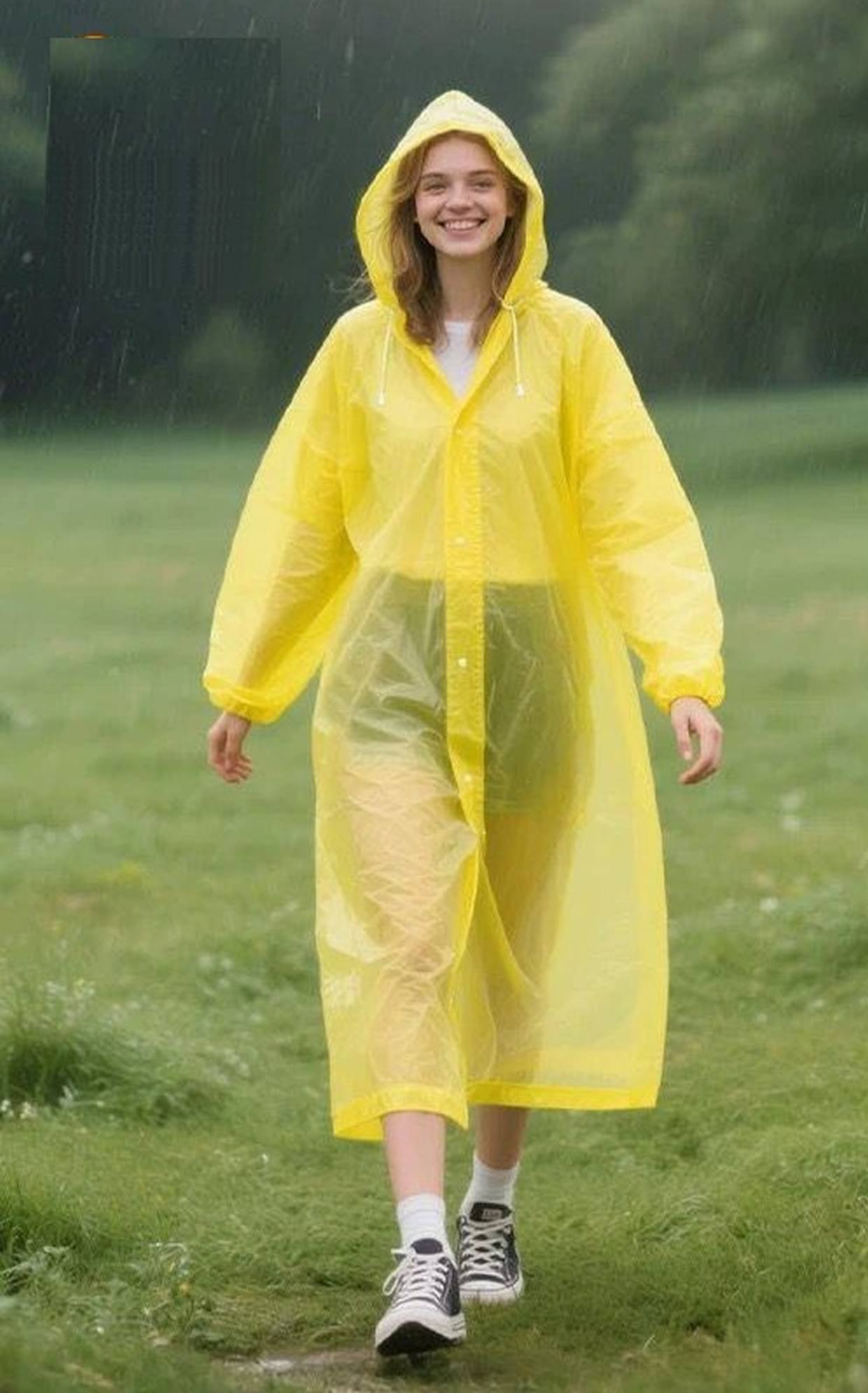 Infispace Waterproof Nylon Long Raincoat - Yellow Infispace Waterproof Nylon Long Raincoat - Yellow