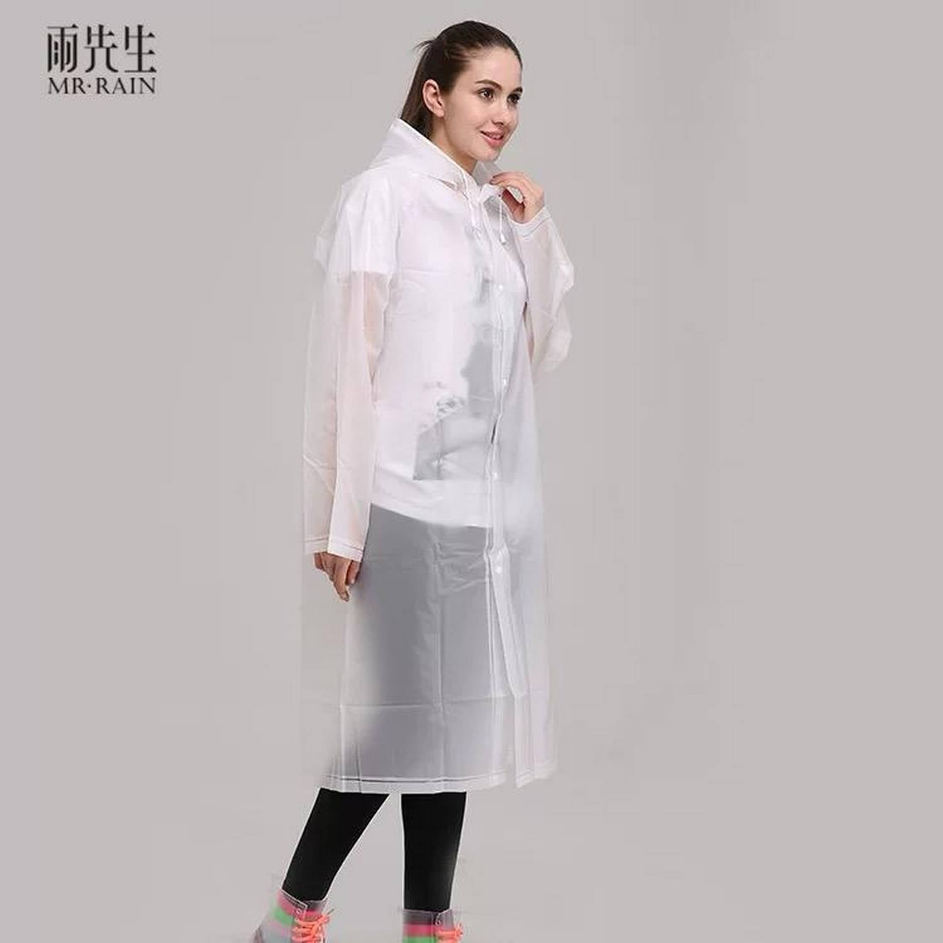 Infispace Waterproof Nylon Long Raincoat - White Infispace Waterproof Nylon Long Raincoat - White