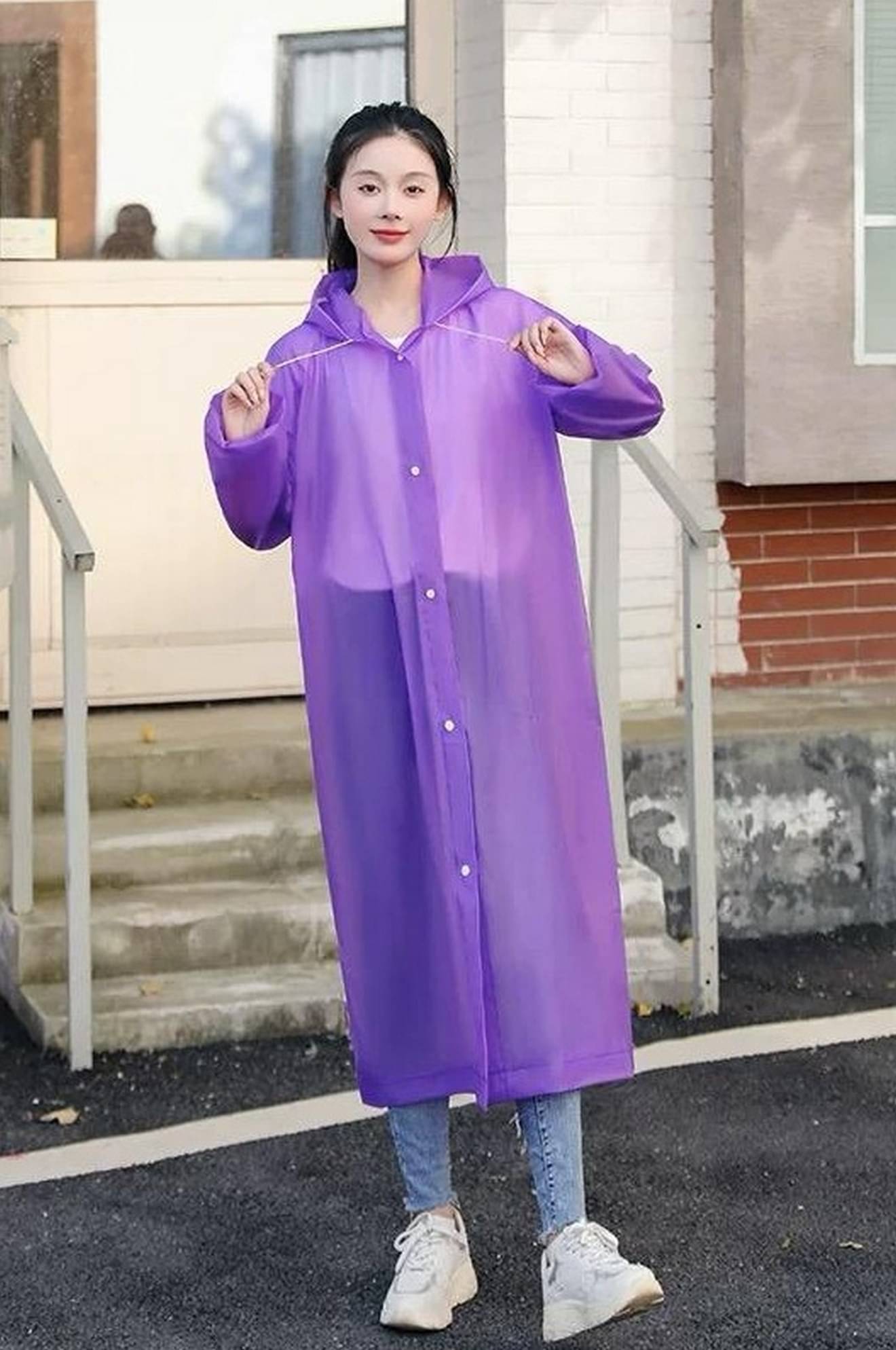 Infispace Waterproof Nylon Long Raincoat - Purple Infispace Waterproof Nylon Long Raincoat - Purple