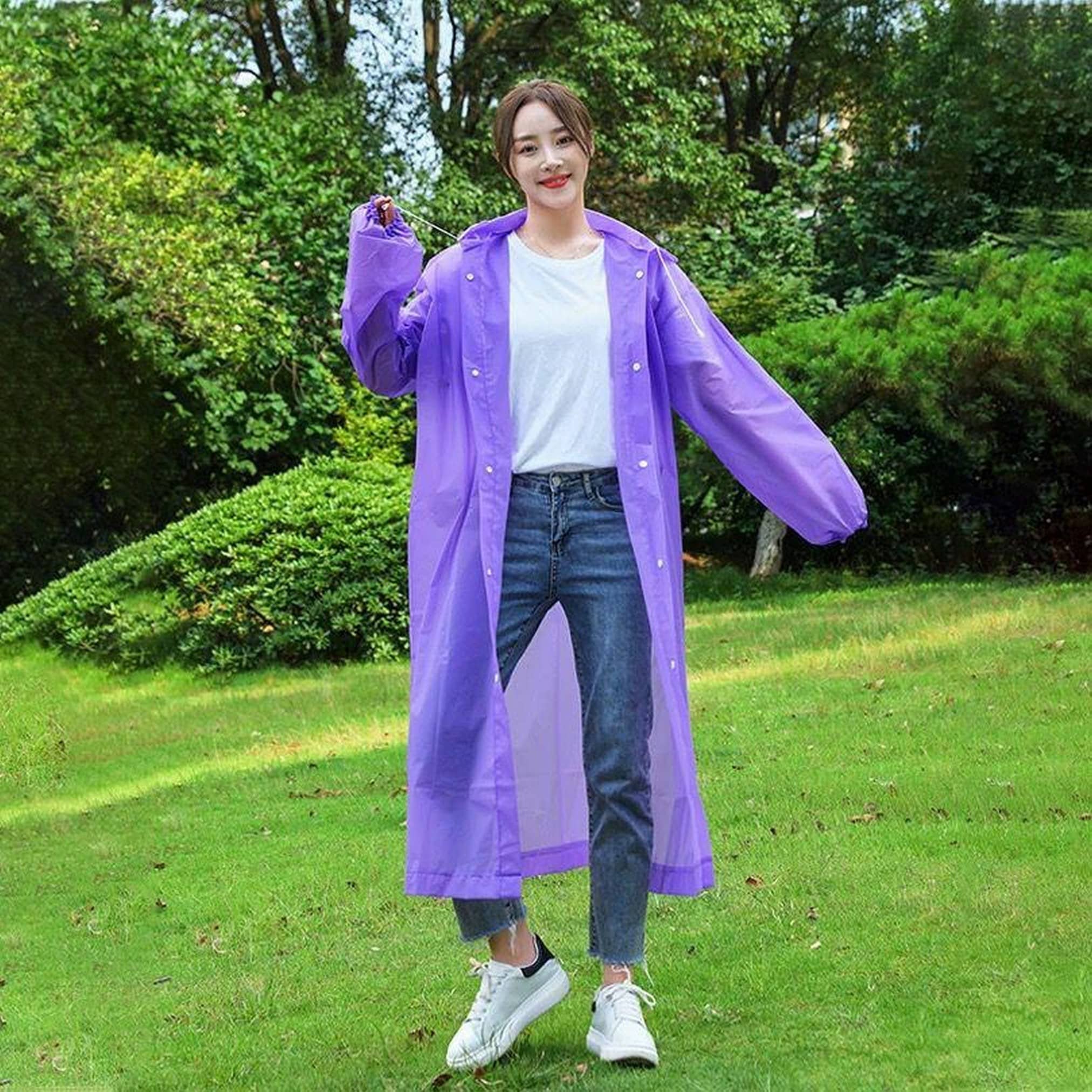 Infispace Waterproof Nylon Long Raincoat - Purple