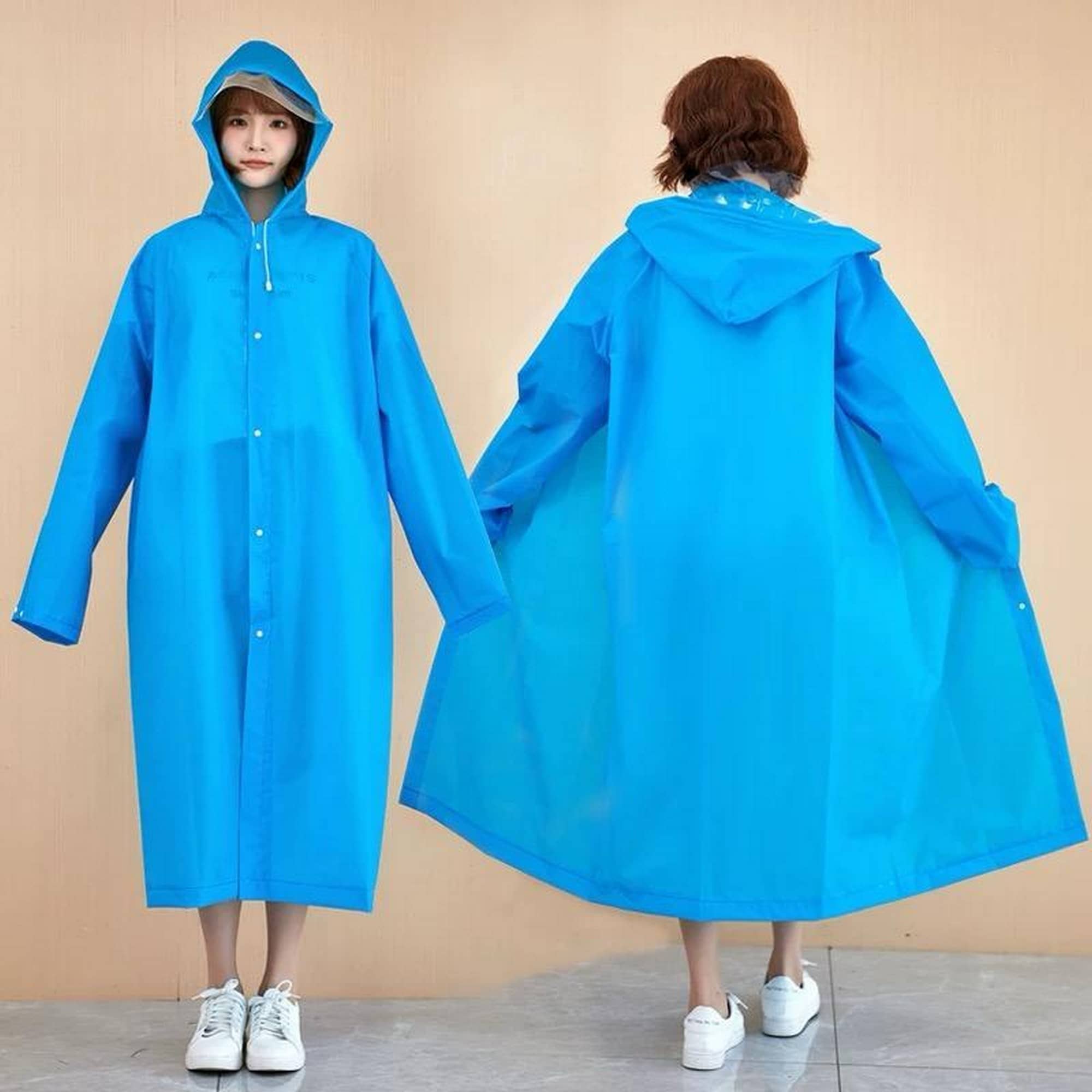 Infispace Waterproof Nylon Long Raincoat - Blue
