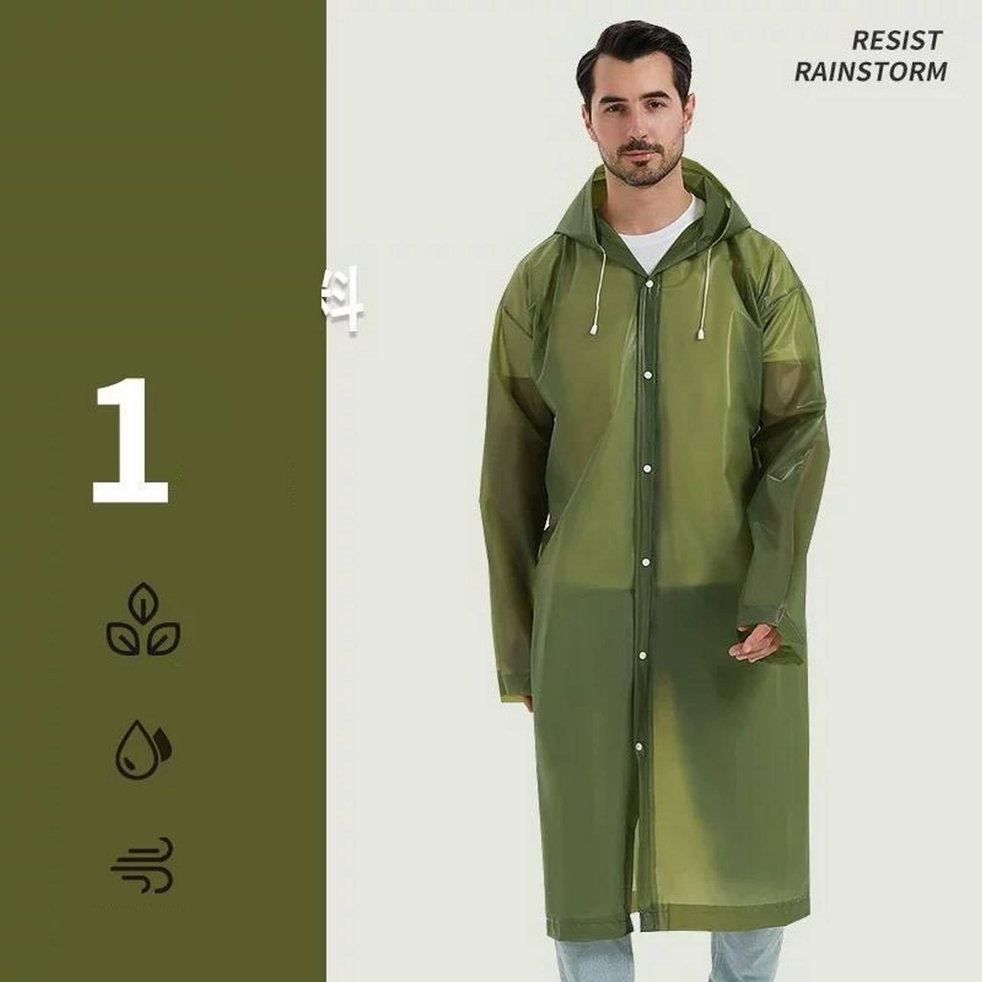 Infispace Waterproof Nylon Long Raincoat - Green Infispace Waterproof Nylon Long Raincoat - Green