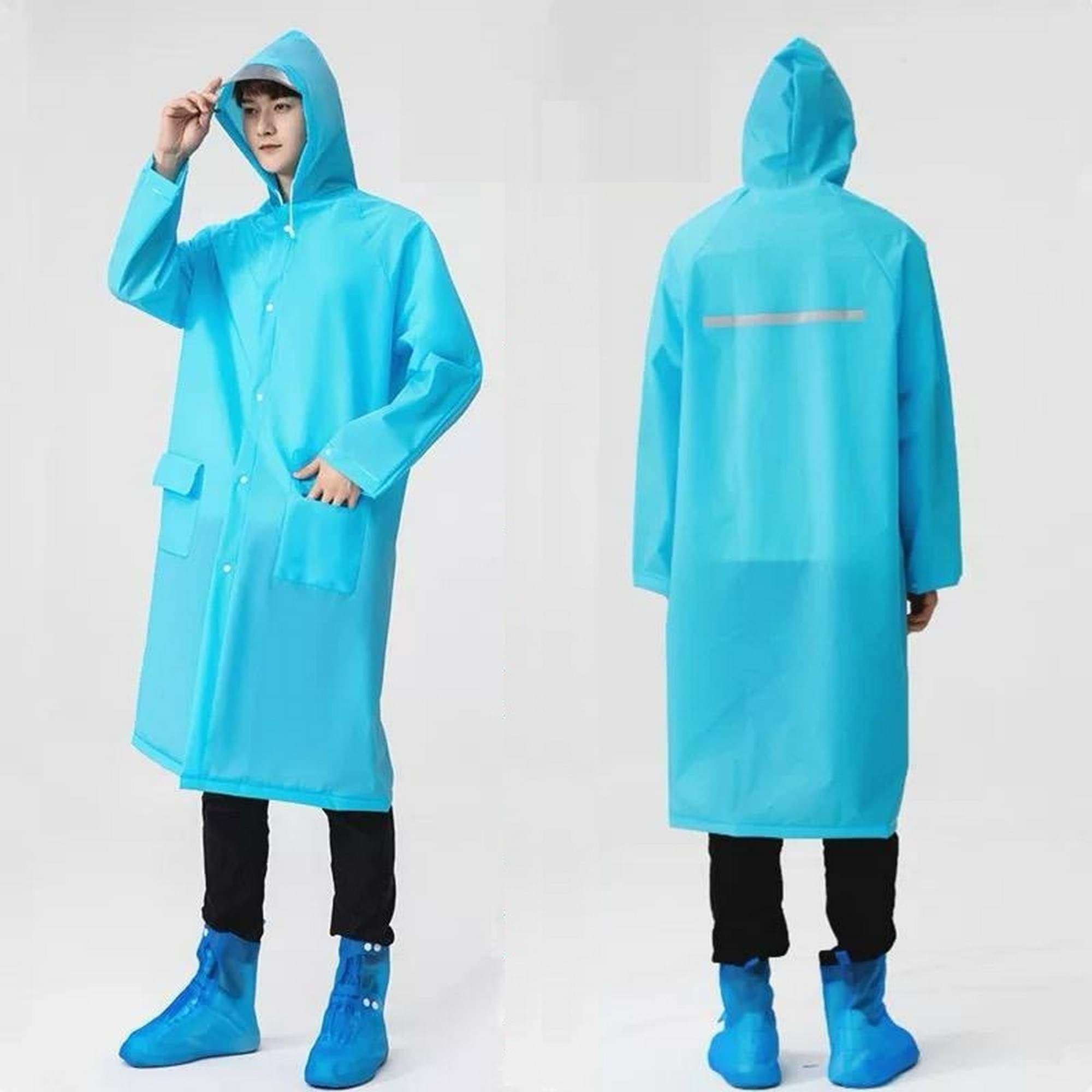 Infispace Waterproof Nylon Long Raincoat - Blue Infispace Waterproof Nylon Long Raincoat - Blue