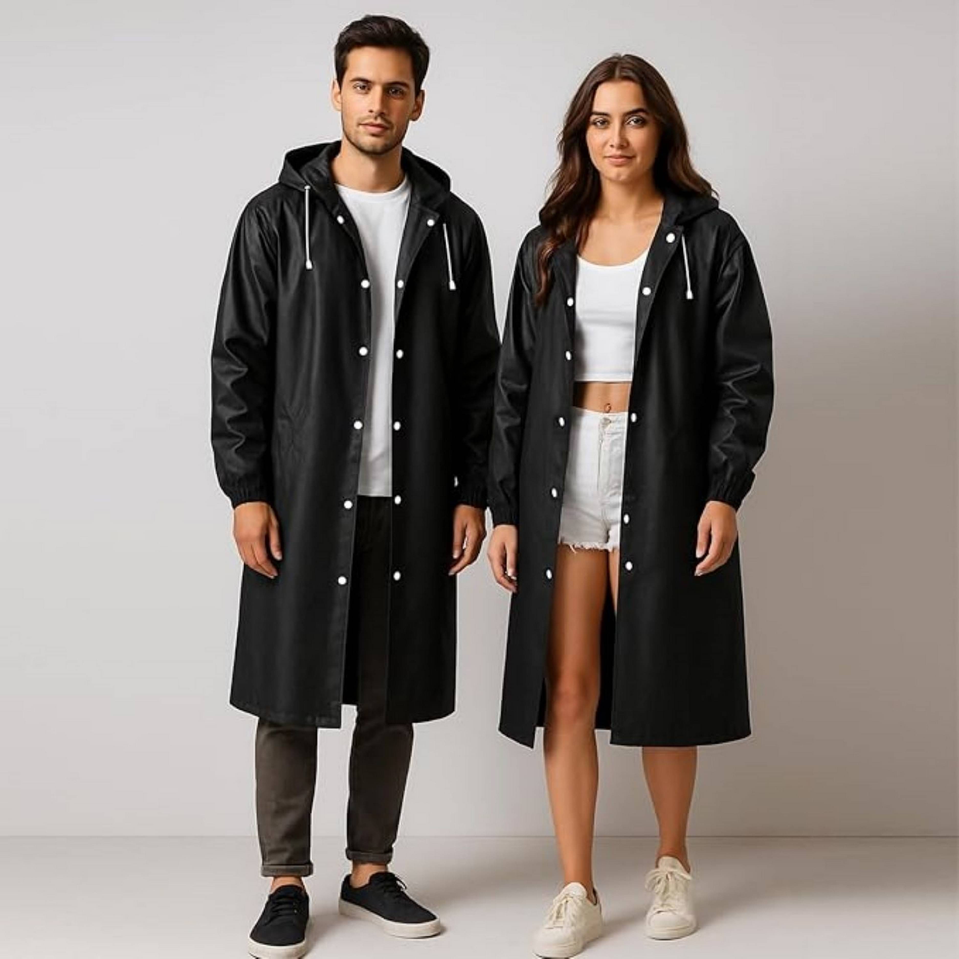 Infispace Waterproof Nylon Long Raincoat - Black Infispace Waterproof Nylon Long Raincoat - Black