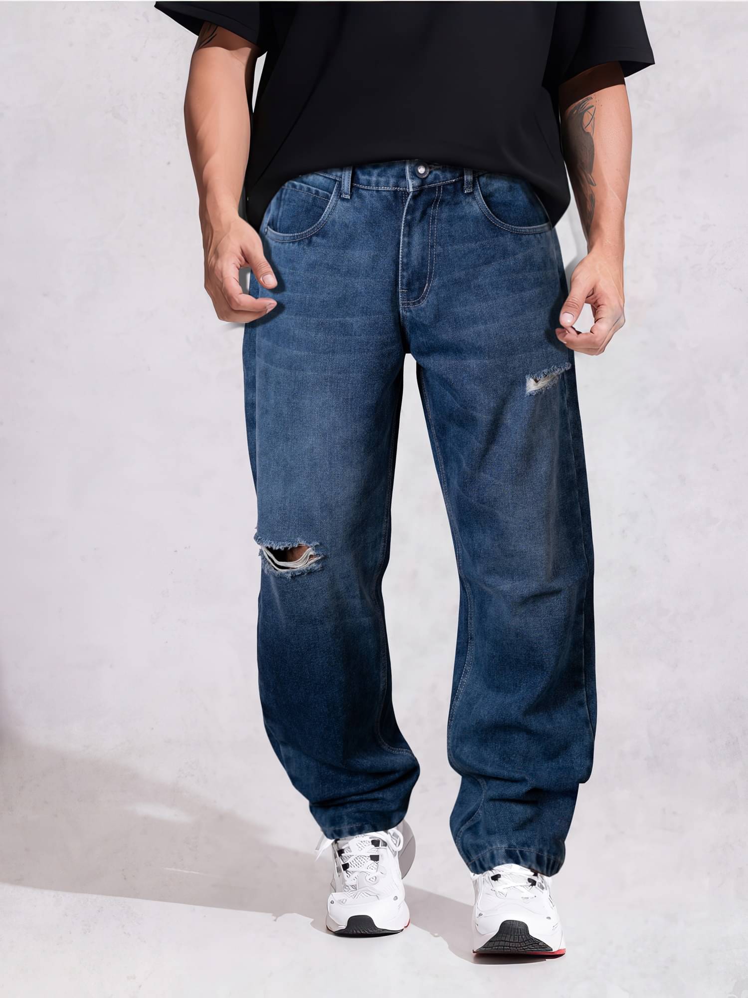     			JB JUST BLACK Distressed Men's Jeans - Dark Blue ( Pack of 1 )