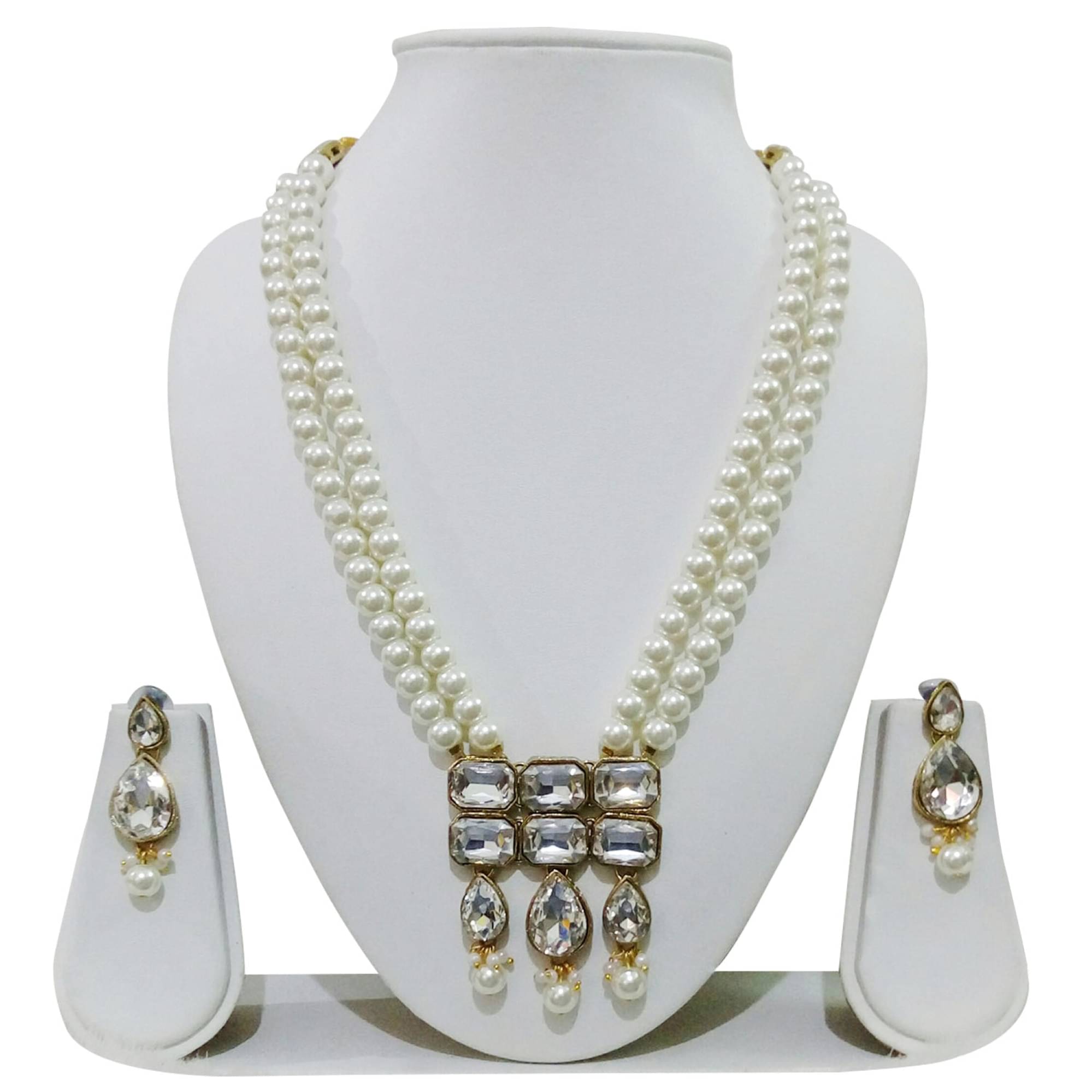     			JN HANDICEAFT White Alloy Necklace Set ( Pack of 1 )