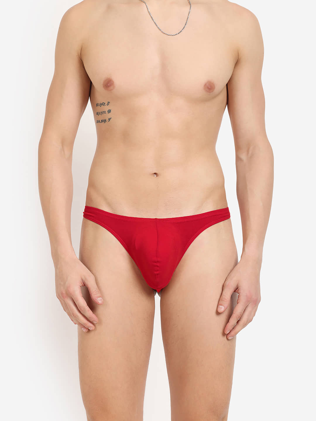 La Intimo Pack of 1 Cotton Blend Thongs For Men's ( Red )