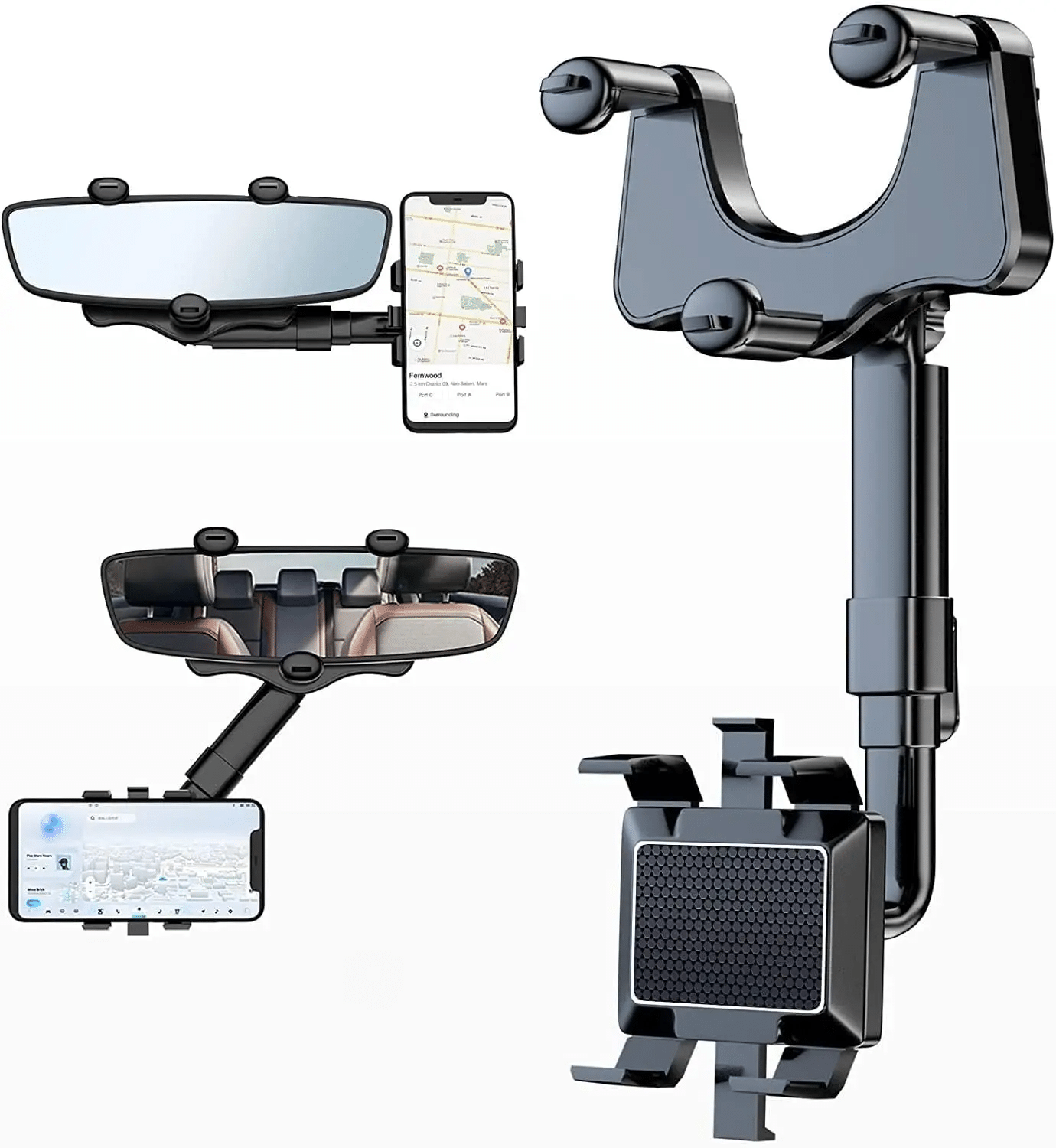 MS Wholesellar Dashboard & Windshield Double Clamp Car Mobile Holder - Black MS Wholesellar Dashboard & Windshield Double Clamp Car Mobile Holder - Black
