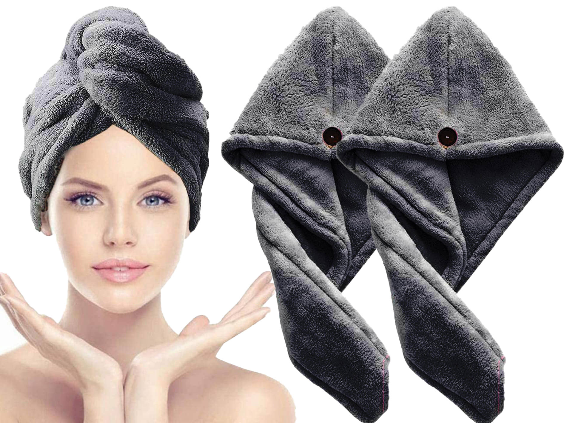 Midastra Black Hair Towel Wrap ( Pack of 3 )