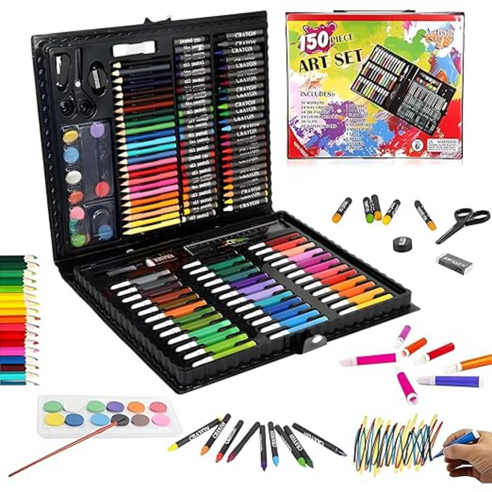     			NEKIFACE 150 Pieces Art Set for Kids with Case, Art and Craft Supplies Kit for Drawing and Painting, Color Set with Markers, Water Colors, Brush, Color Pencils, Crayons (Pack of 1, Multicolor)