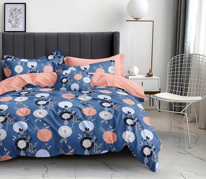     			NeLeo Poly Cotton 1 Double Queen Bedsheet with 2 Pillow Covers ( Blue )