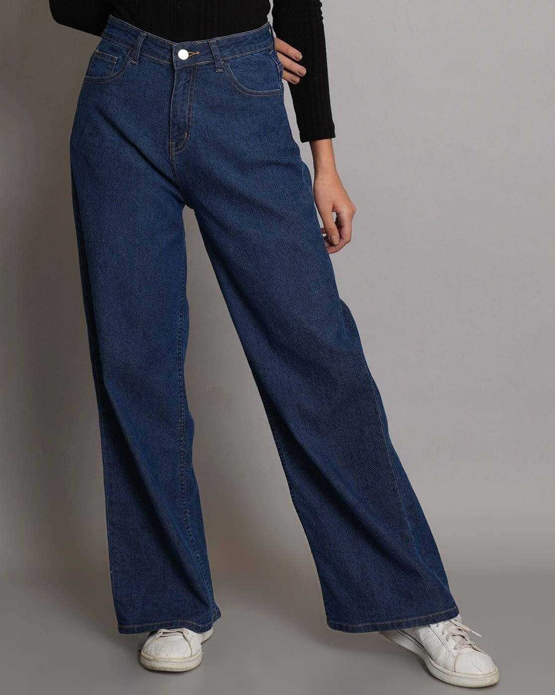     			POMPOUS Women's Relaxed Fit High-Rise Jeans ( Blue )