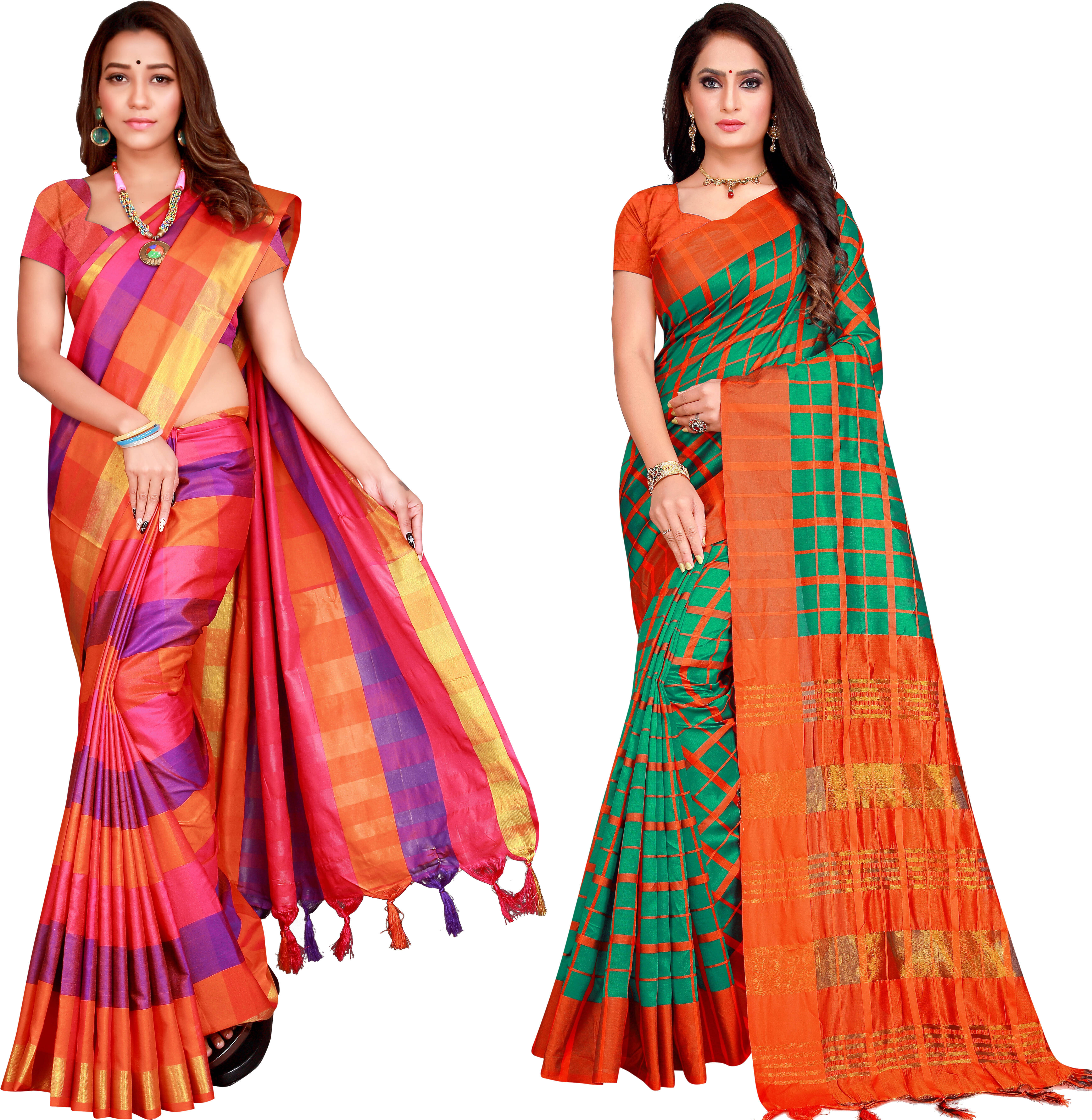     			Priyansh Creation Cotton Silk Printed Saree With Unstitched Blouse Piece ( Multicolor )