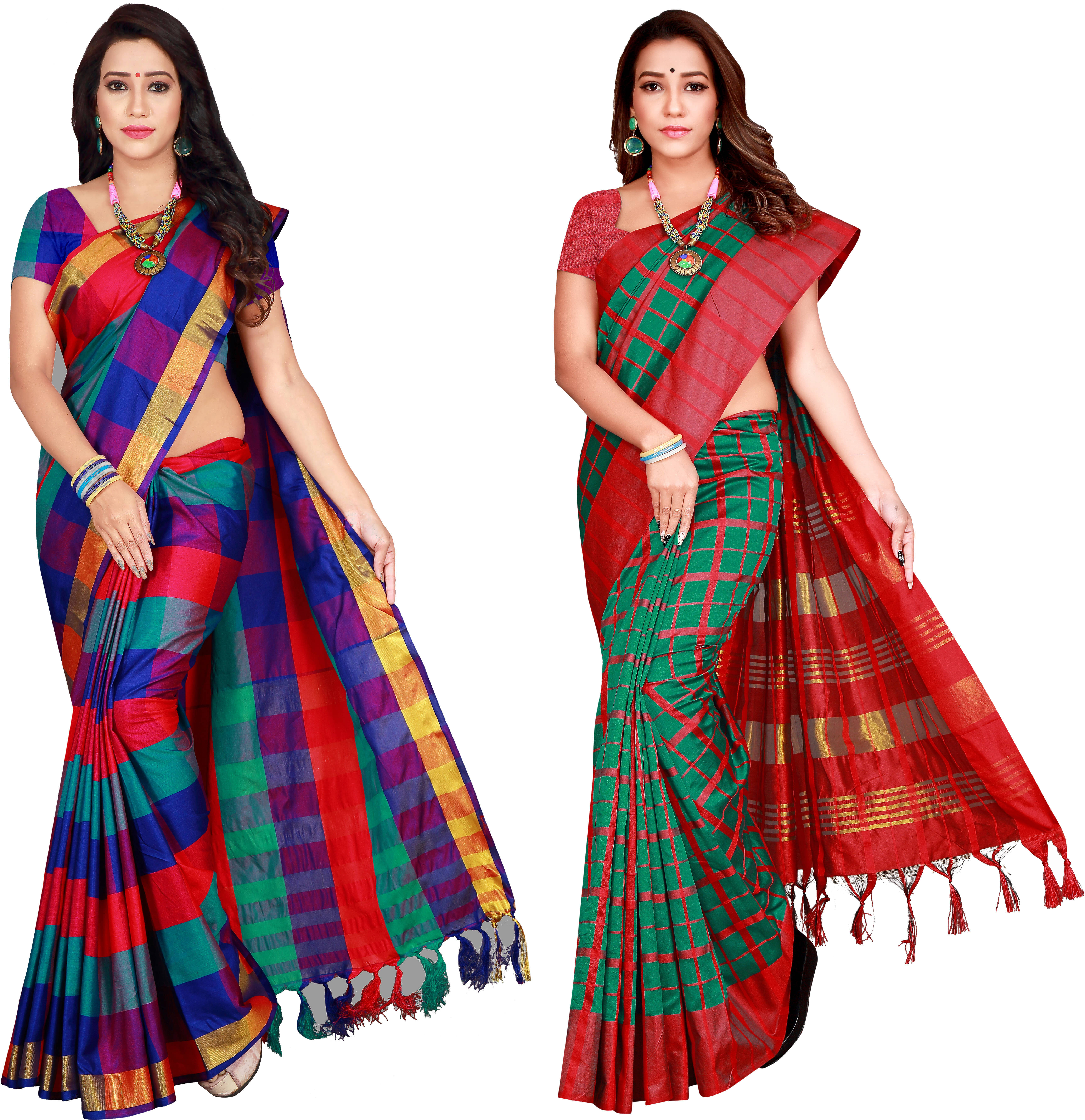     			Priyansh Creation Cotton Silk Printed Saree With Unstitched Blouse Piece ( Multicolor )